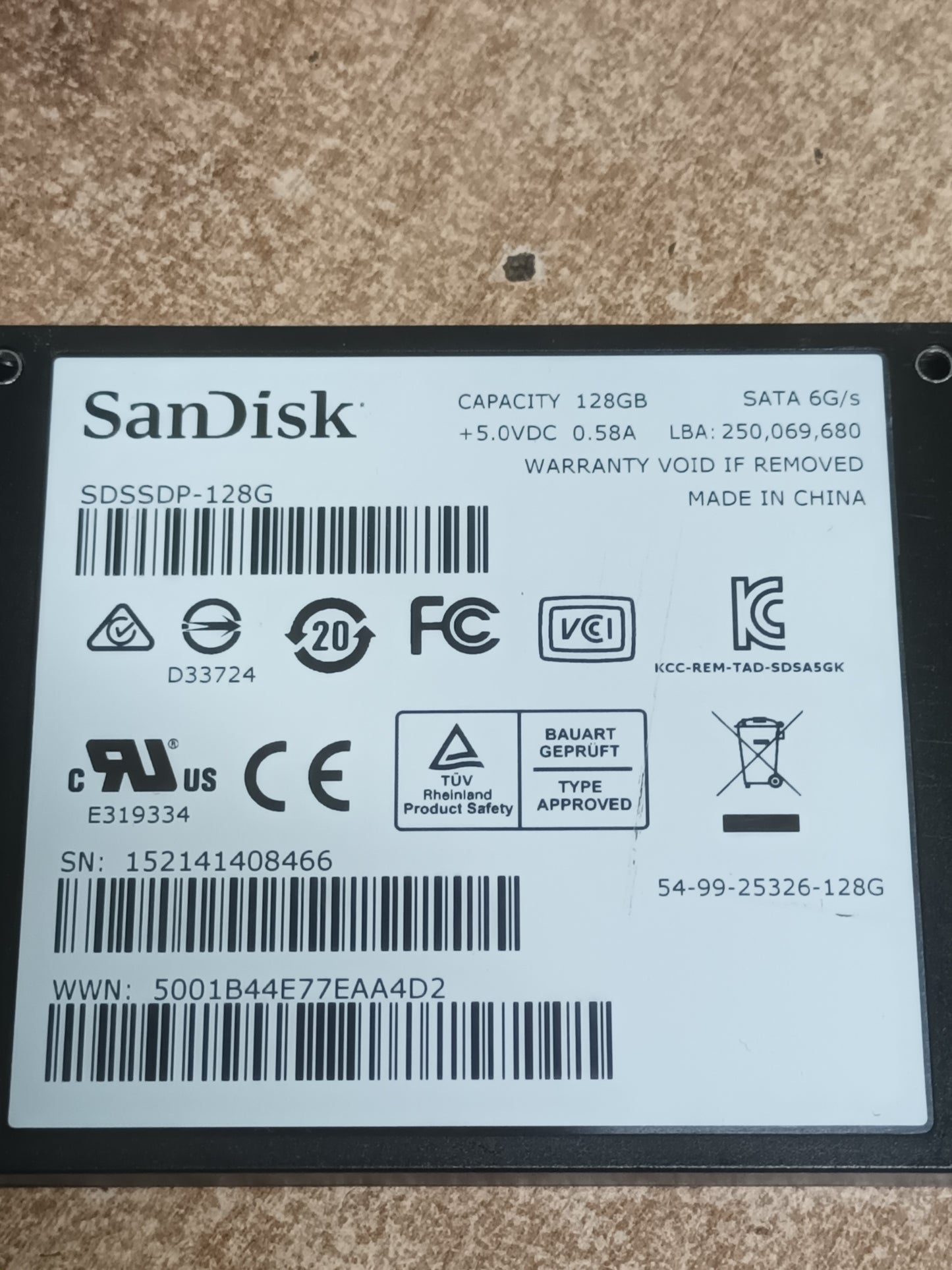 SANDISK SDSSDP-128G SSD 128GB 2.5" SATA 6GB/S