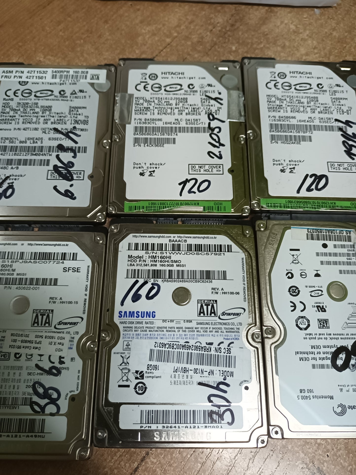 6 DISCOS HDD 2.5 de 160gb y 120gb