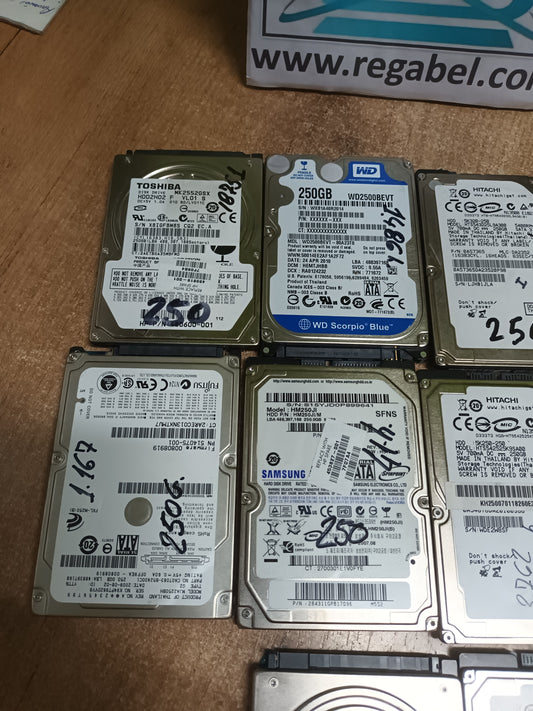 10 DISCOS HDD 2.5 250gb,