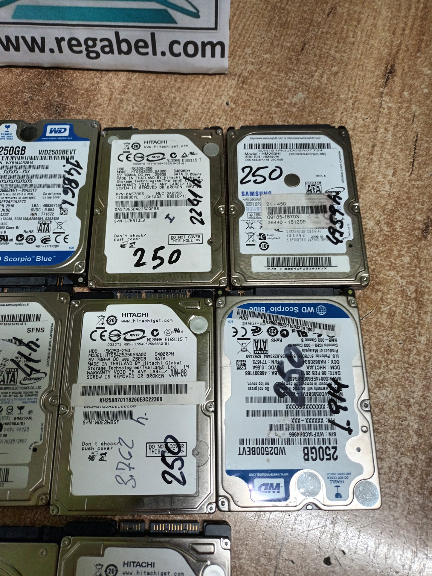 10 DISCOS HDD 2.5 250gb,