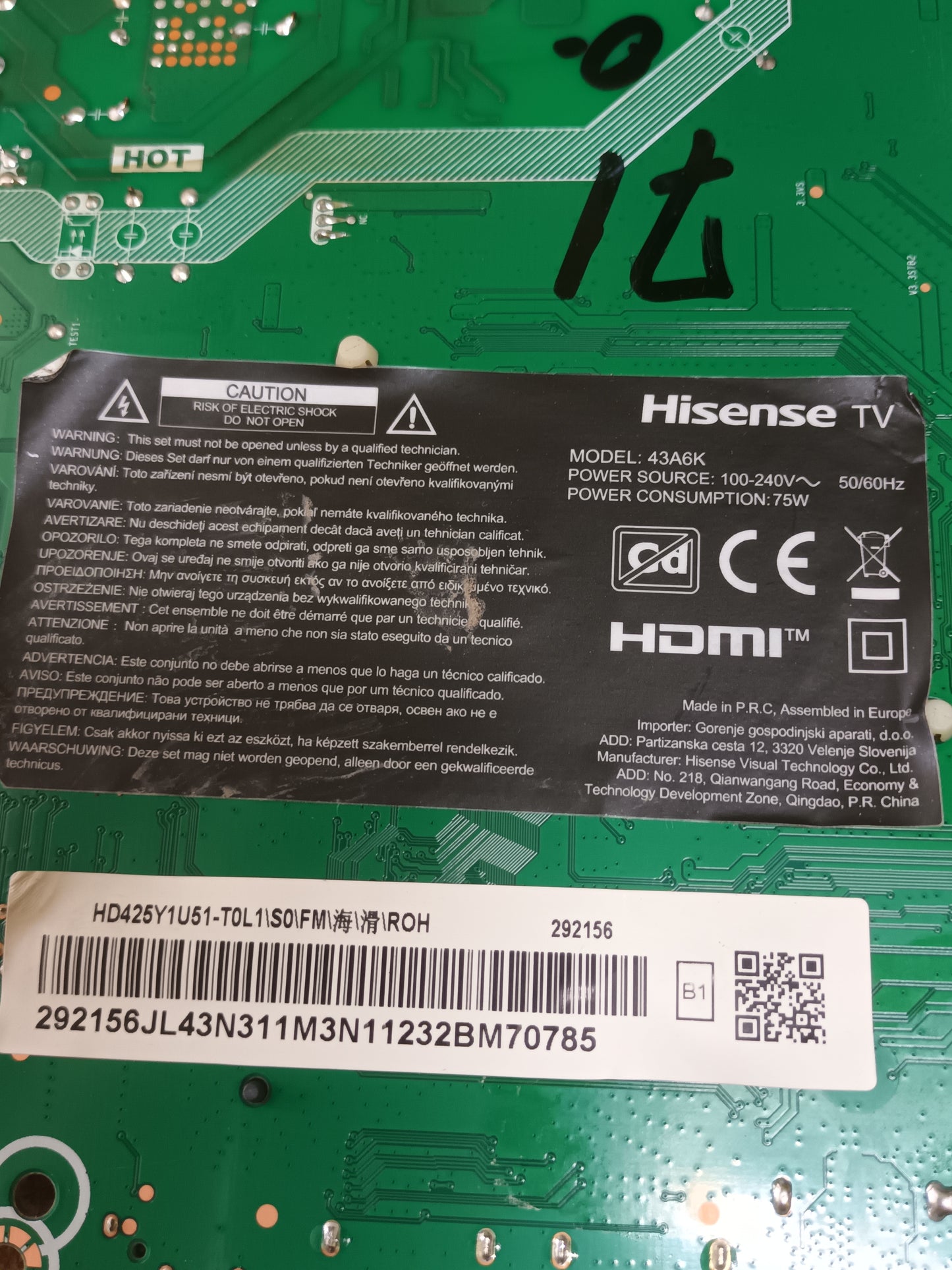 RSAG7.820.12999/R0H, de HISENSE 43A6K