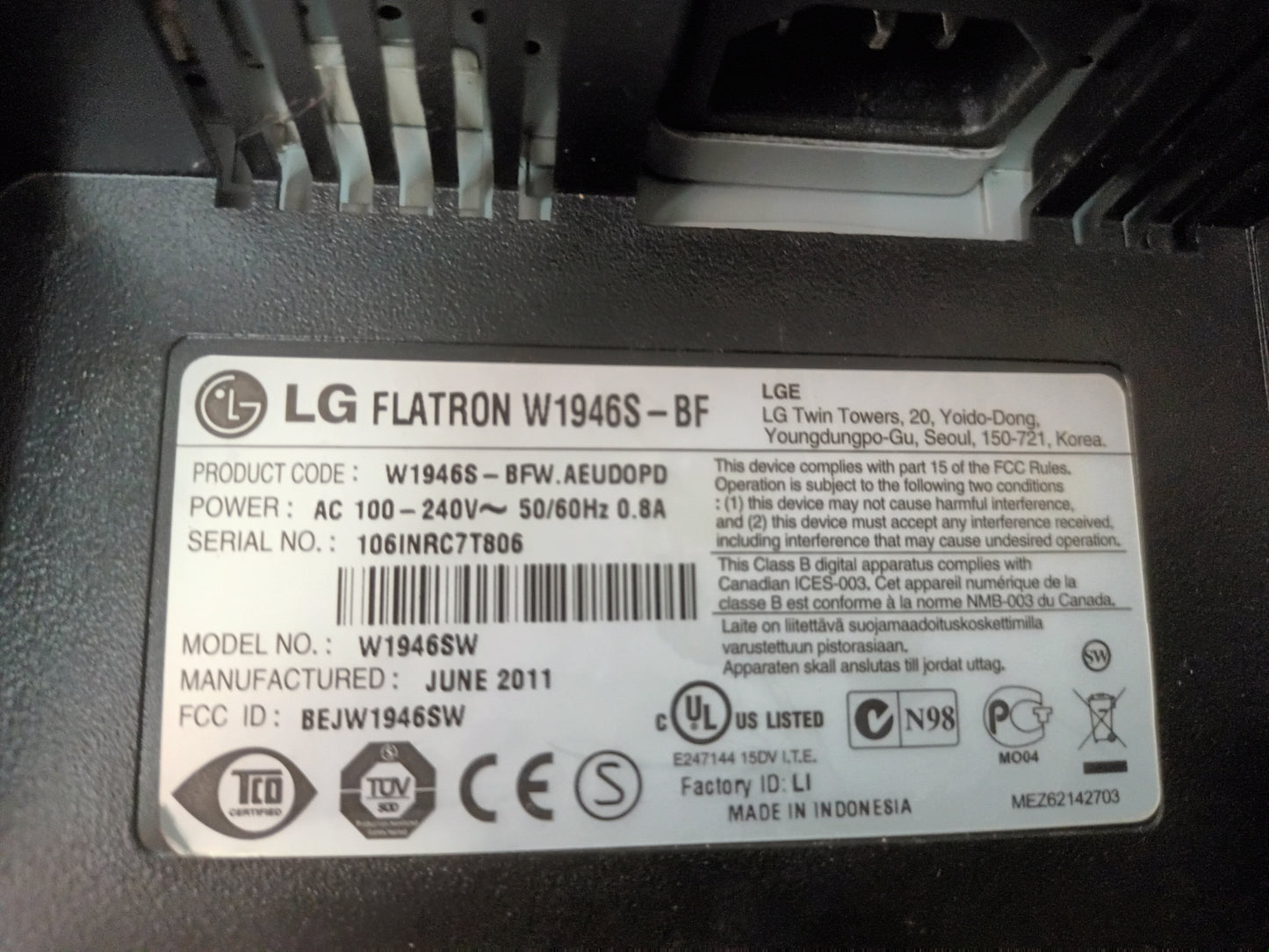 monitor para pc de 19" lg