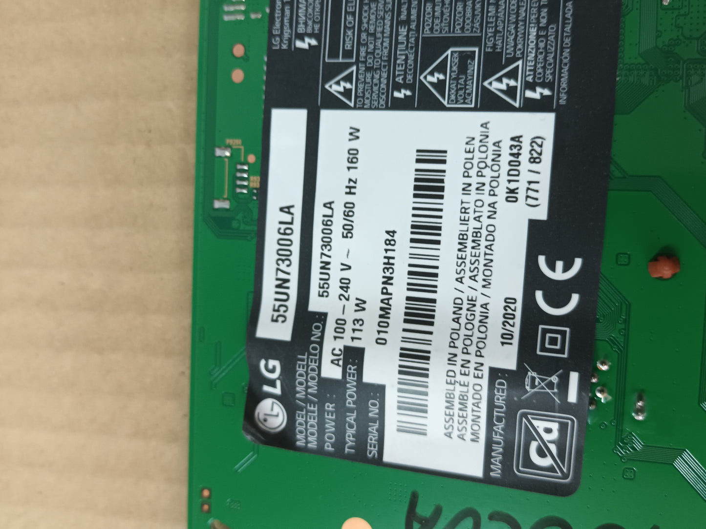 EAX69083603(1.0), EBT66528203, de LG55UN73006LA,NUEVA