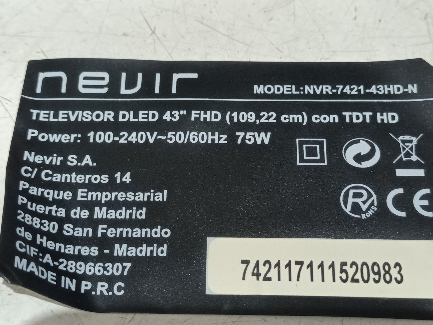 NEVIR NVR-7421-43HD-N, KIT TIRAS LED (ref,134)