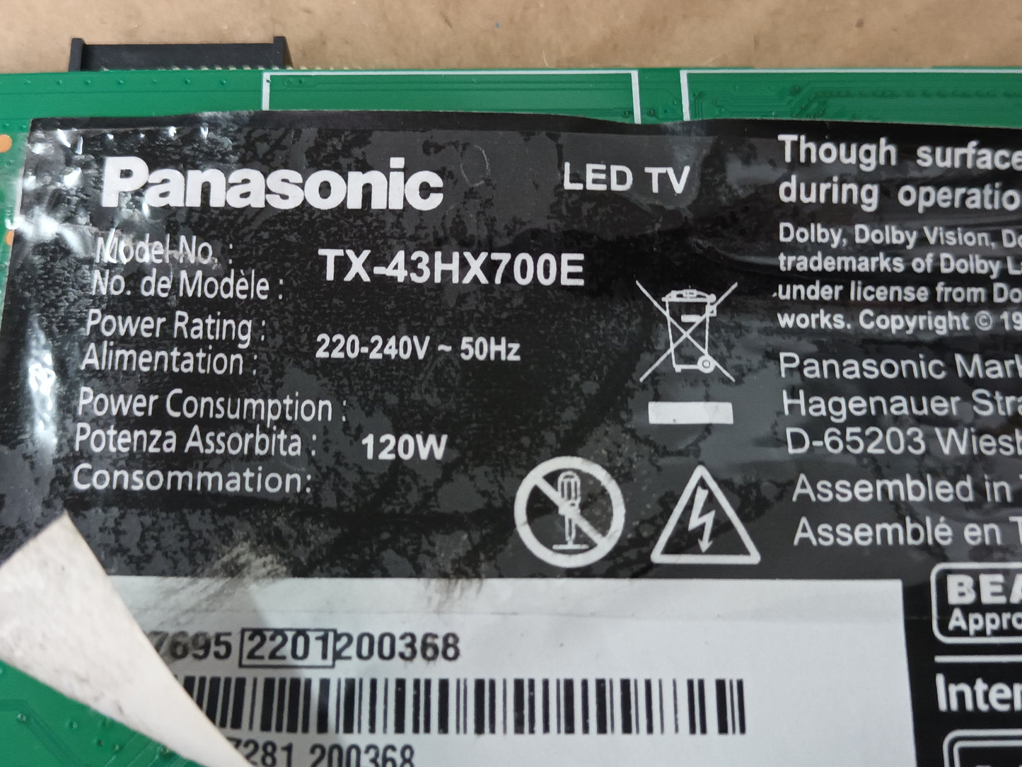 KIT 4 tiras de retroiluminación de PANASONIC TX-43HK700E