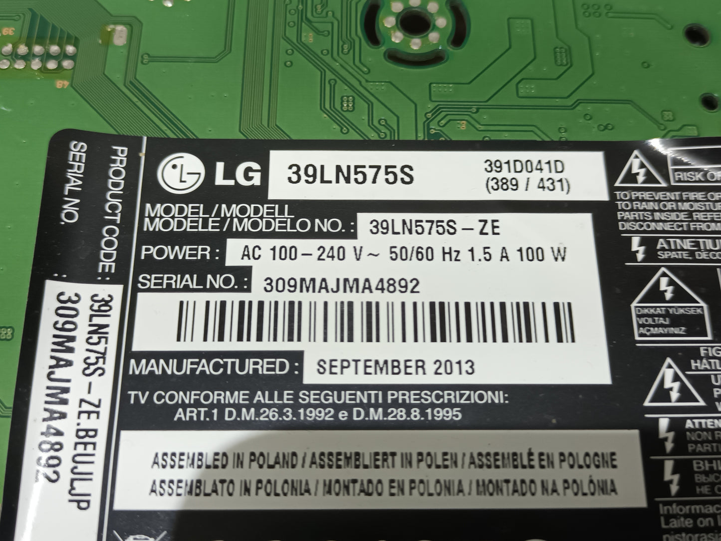 KIT 4 tiras de retroiluminación de LG39LN575S