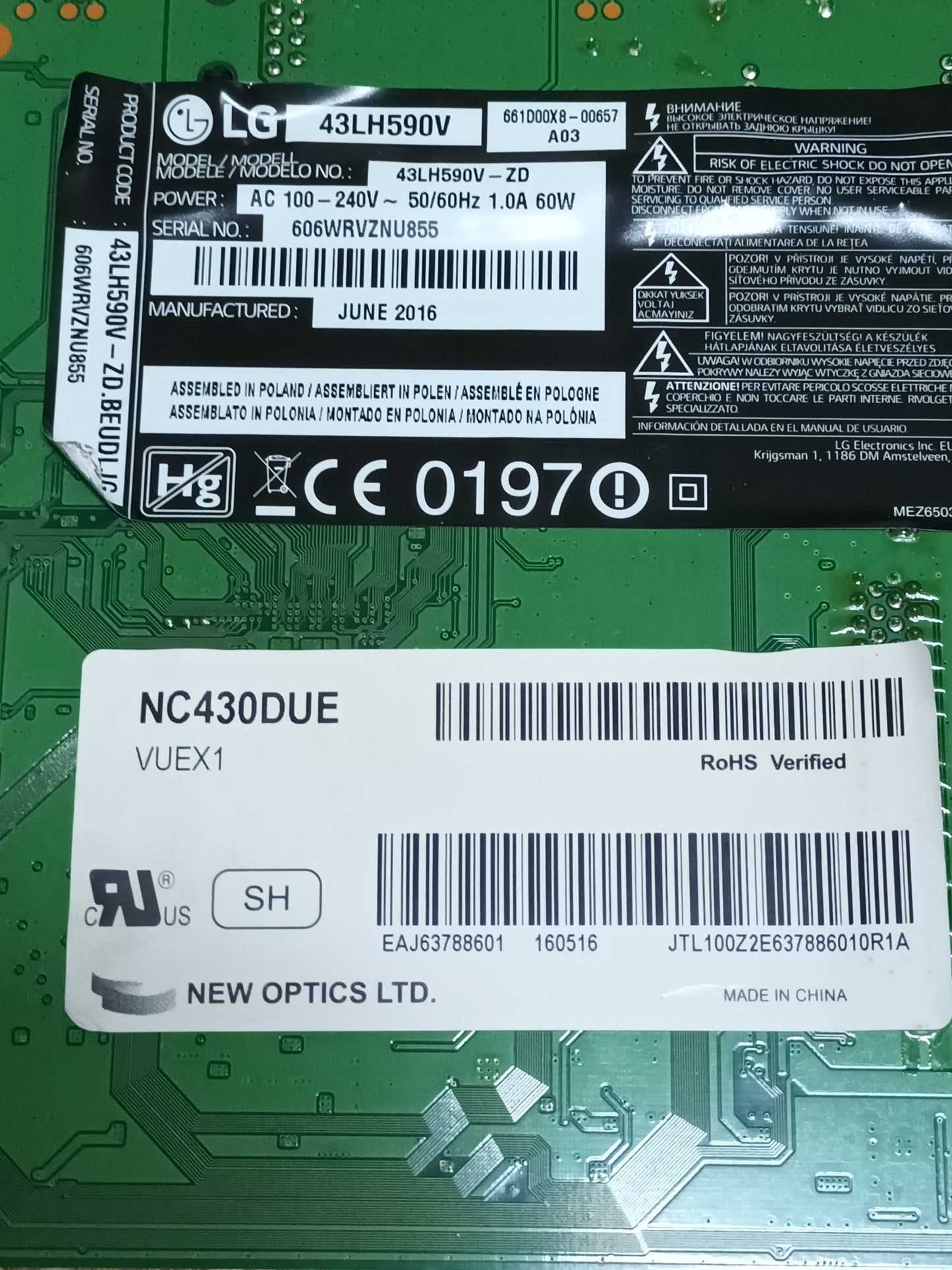 EAX66873003(1.0) PLACA MAIN LG43LH590V