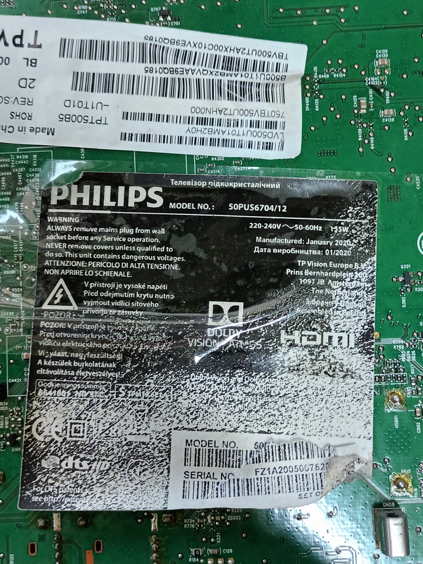 CV500U1-T01-CB-1, TCOM DE TV Philips 50PUS6704/12