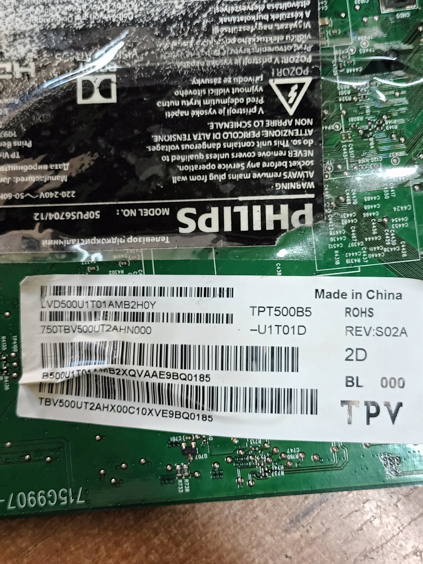 CV500U1-T01-CB-1, TCOM DE TV Philips 50PUS6704/12