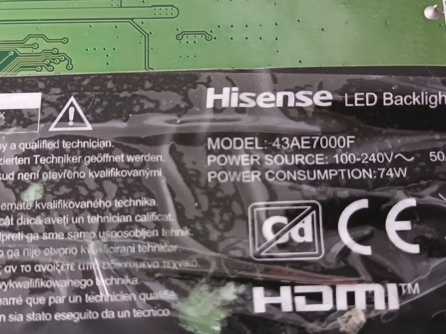 Kit 2 tiras LED HISENSE 43AE7000F