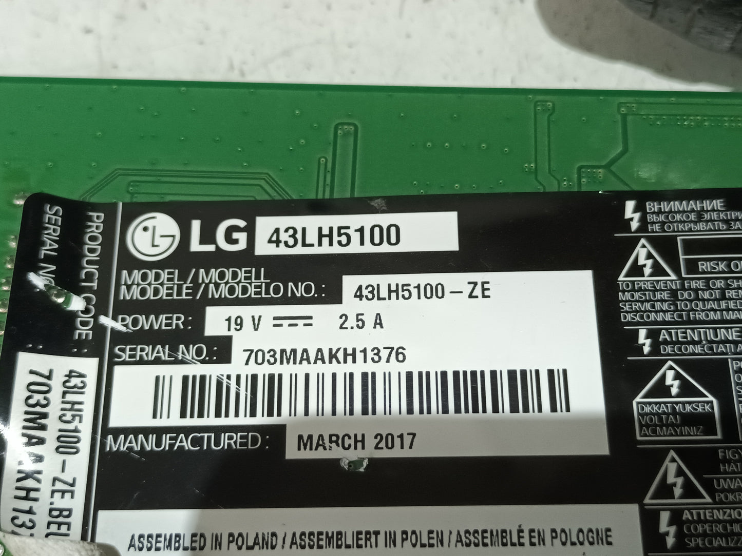 Kit 6 tiras LED DE TV LG43LH5100