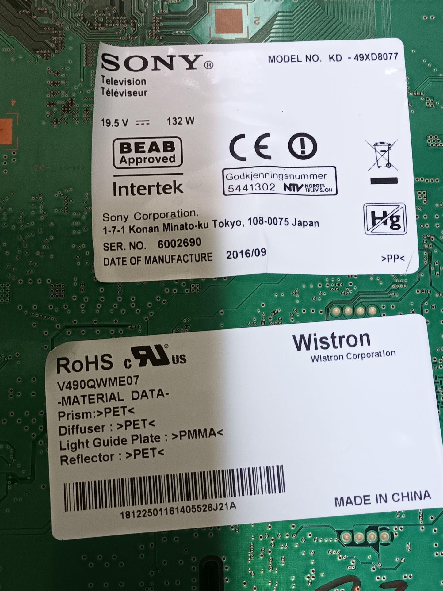 inverter led, SONY KD-49XD8077, 16ST012S-B01