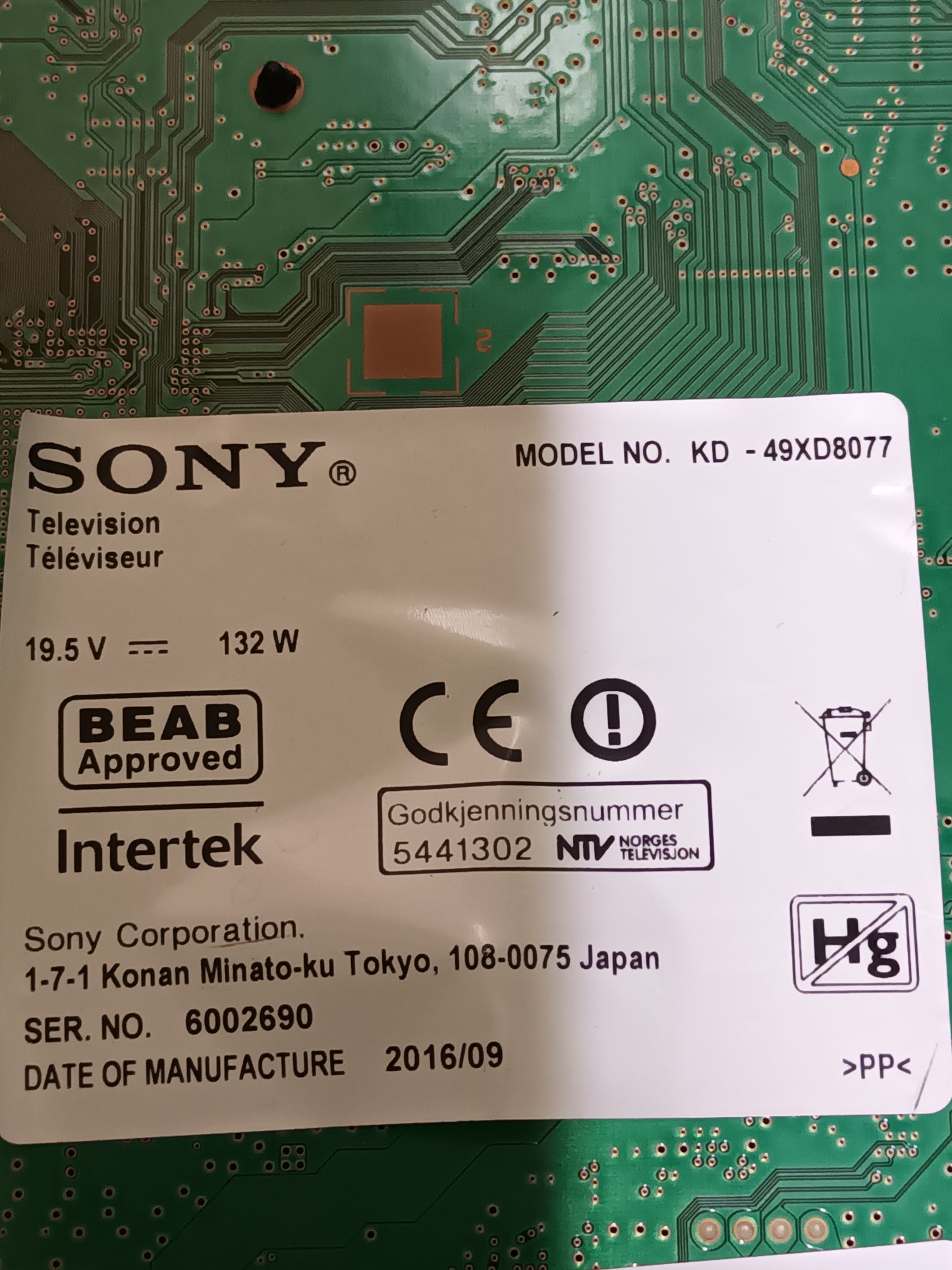 inverter led, SONY KD-49XD8077, 16ST012S-B01