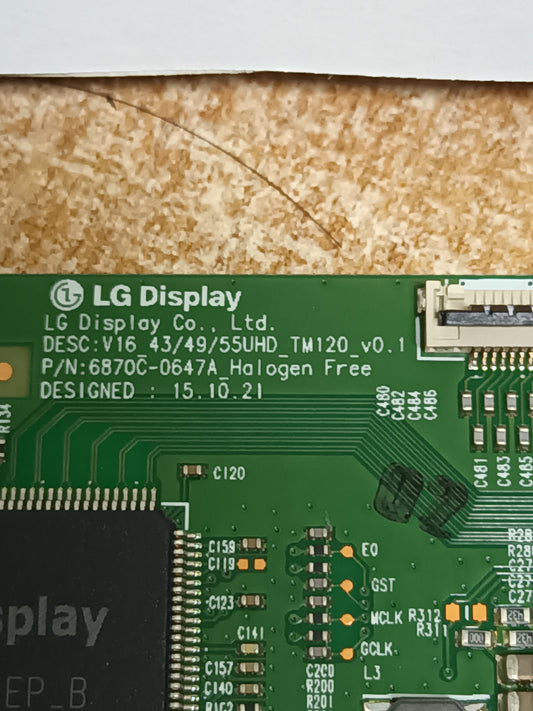Placa T-CON 6870C-0647A, DE TV LG43UH610V