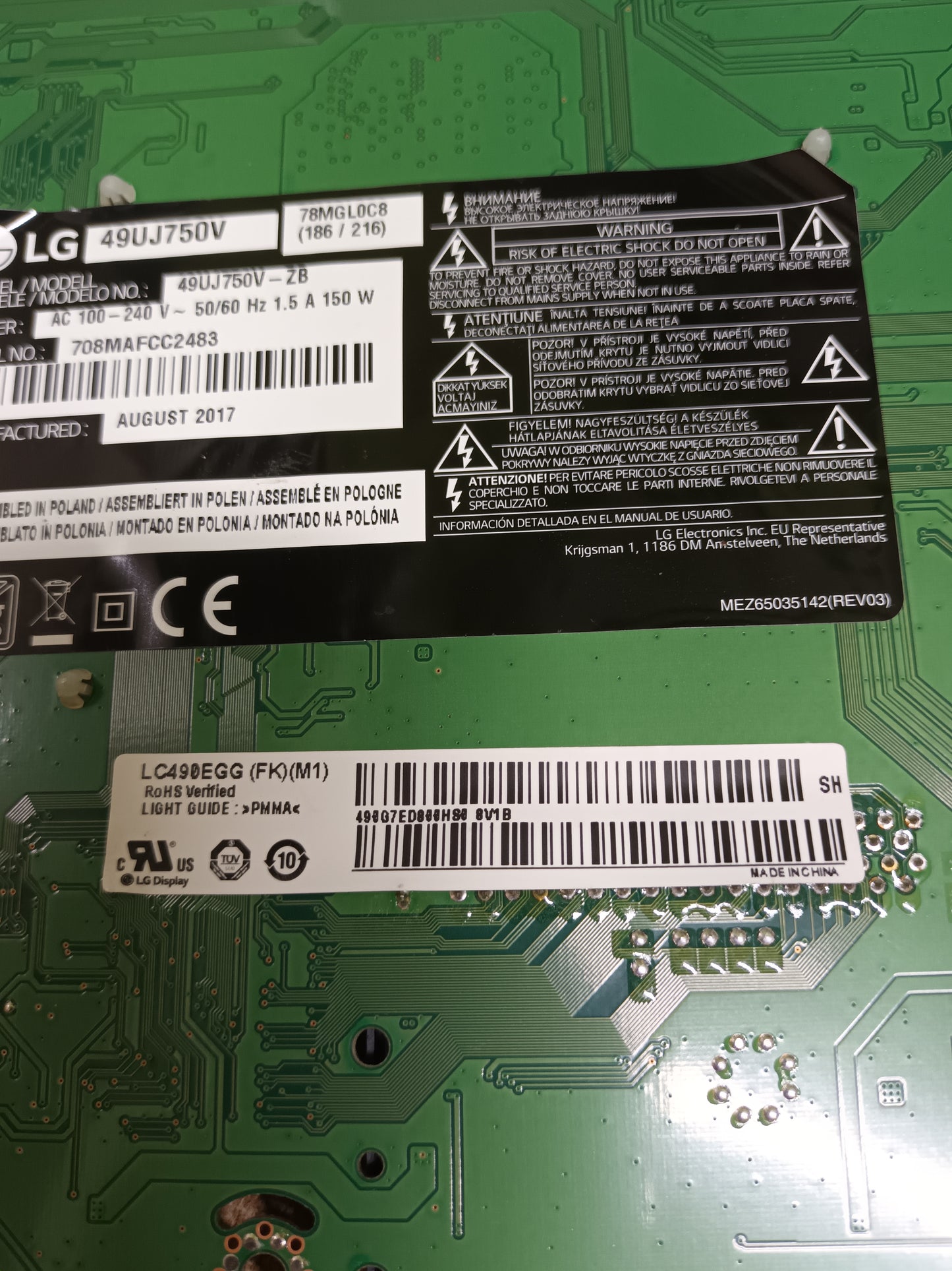 EAX67148503(1.0), placa main de TV LG49UJ750V