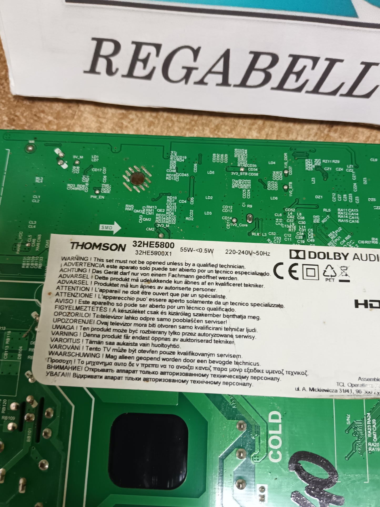 TPD.RT2841.PB772, DE TV THOMSON 32HE5800, (ref-241
