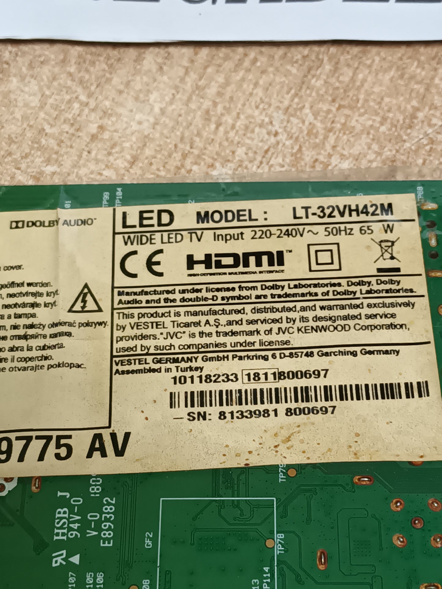 17MB140, DE TV JVC LT-32VH42M, (ref-446)