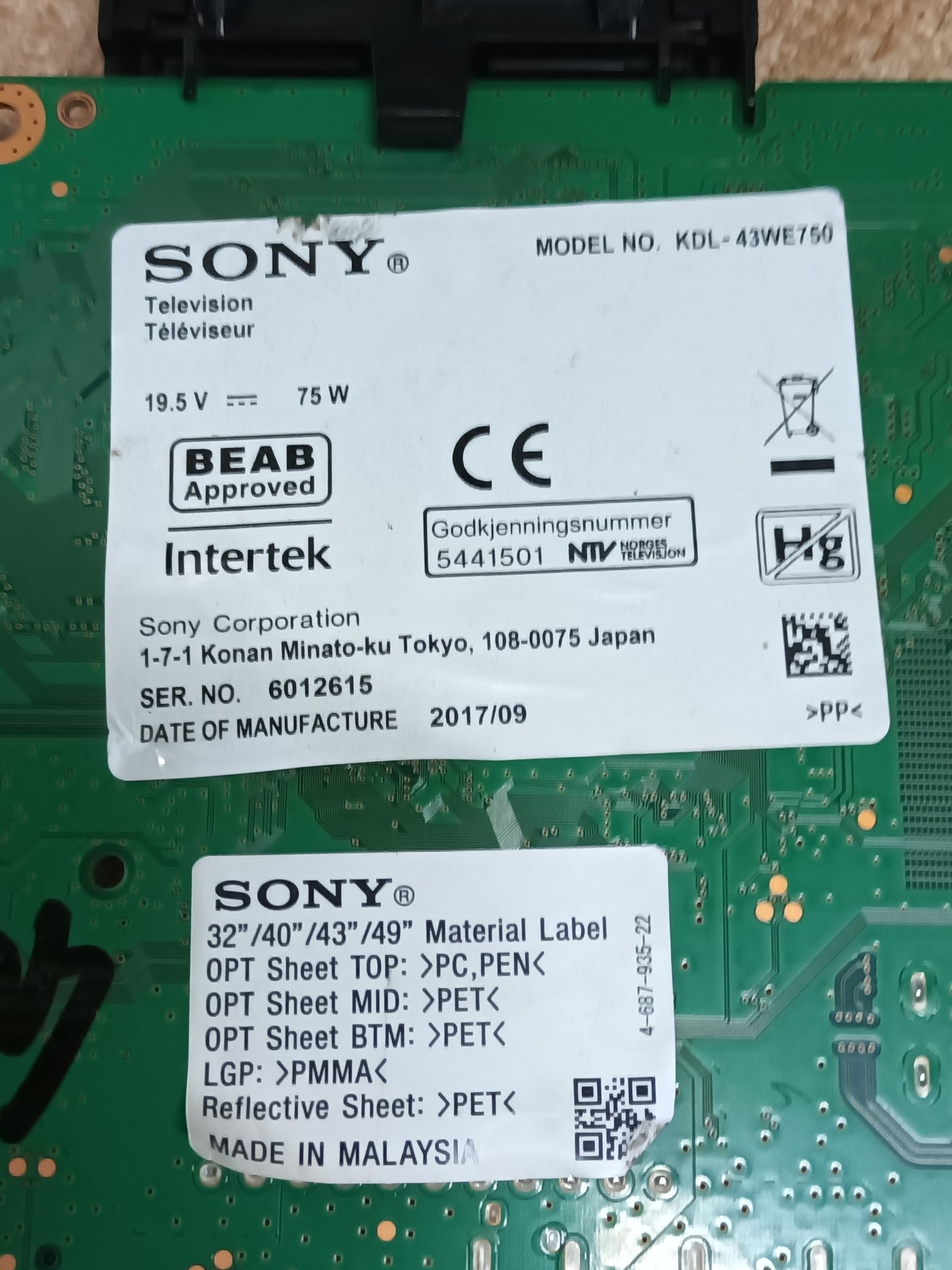 6870C-0718A, SONY KDL-43WE750