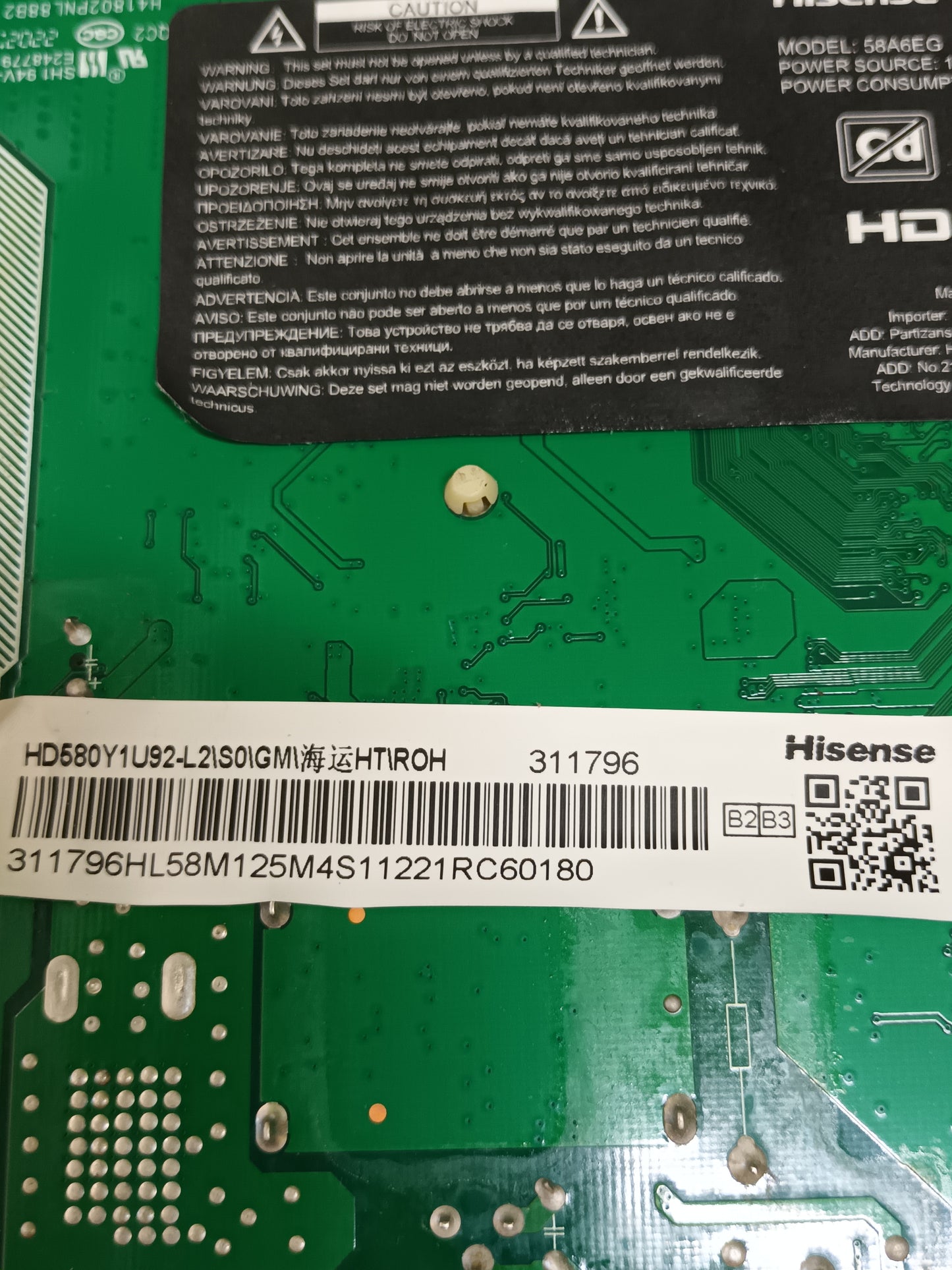RSAG7.820.11742/R0H, de tv HISENSE 58A6EG, ref-475