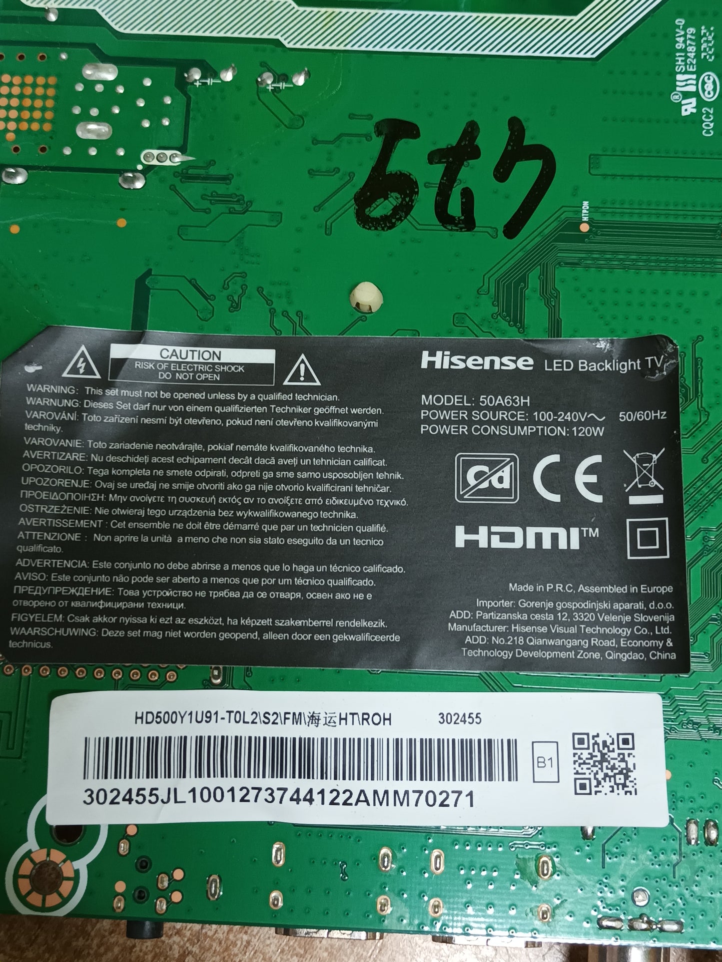 RSAG7.820.11742/ROH, DE TV HISENSE 50A63H