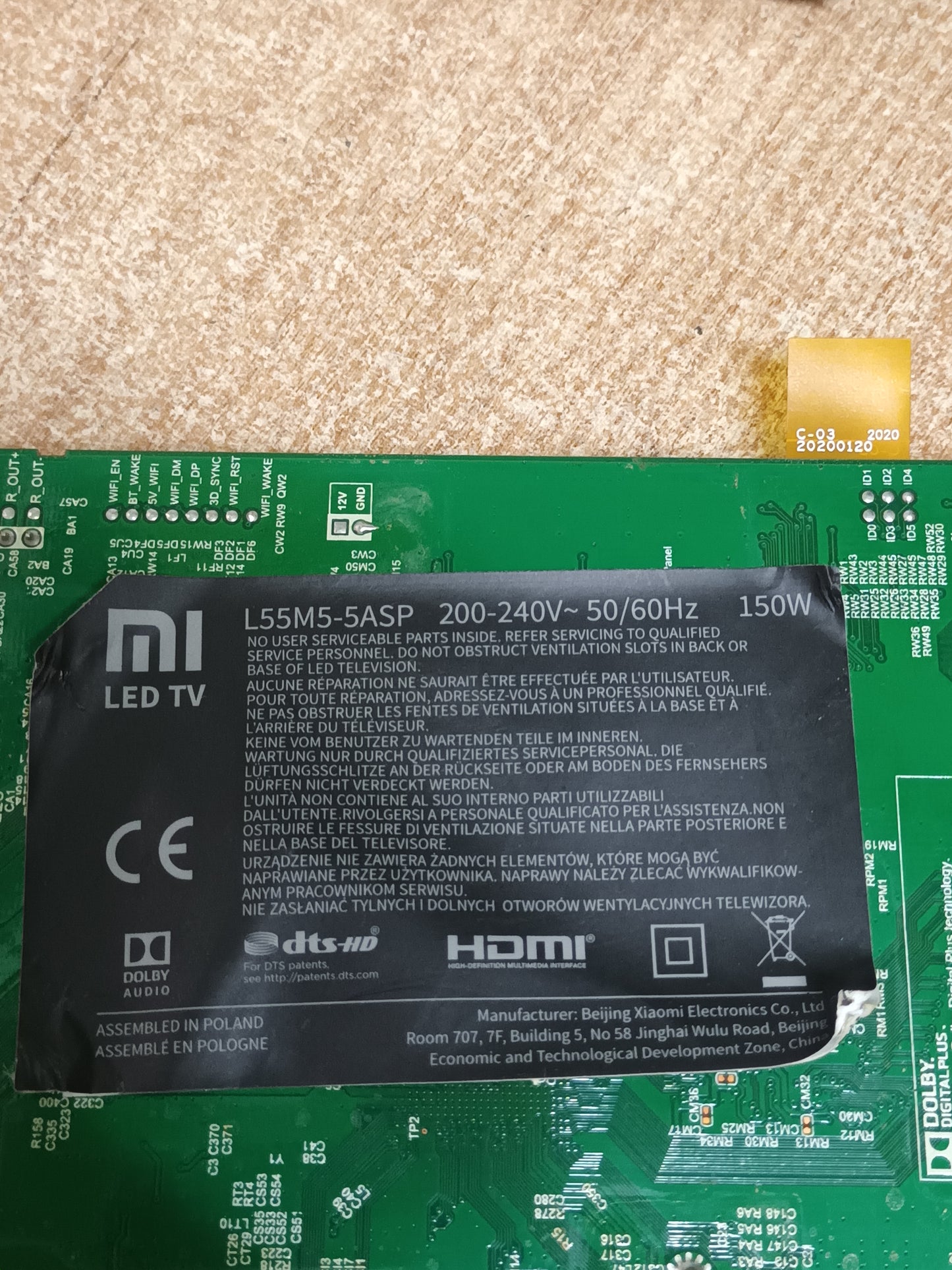 TD.MS6886.793, MAIN DE TV XIAOMI L55M5-5ASP