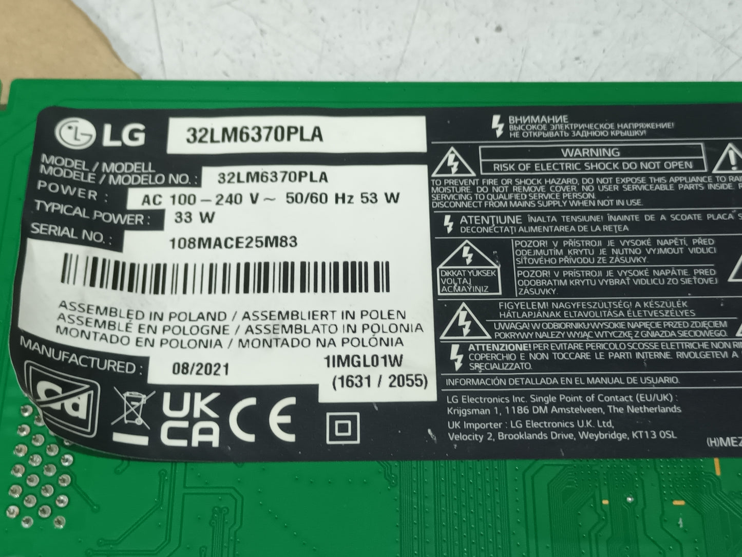 KIT de 2 tiras de retroiluminación de LG 32LM6370PLA