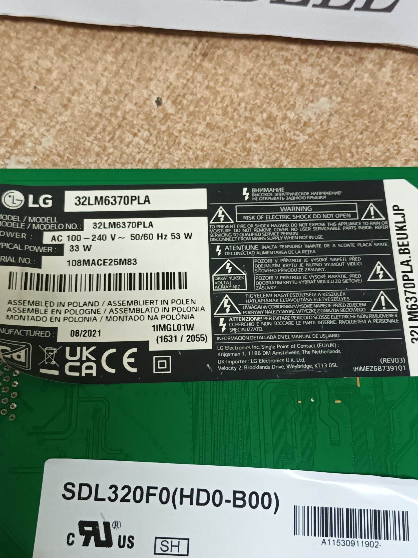 EAX68167602(1.0), DE TV LG32LM6370PLA, (ref-9)