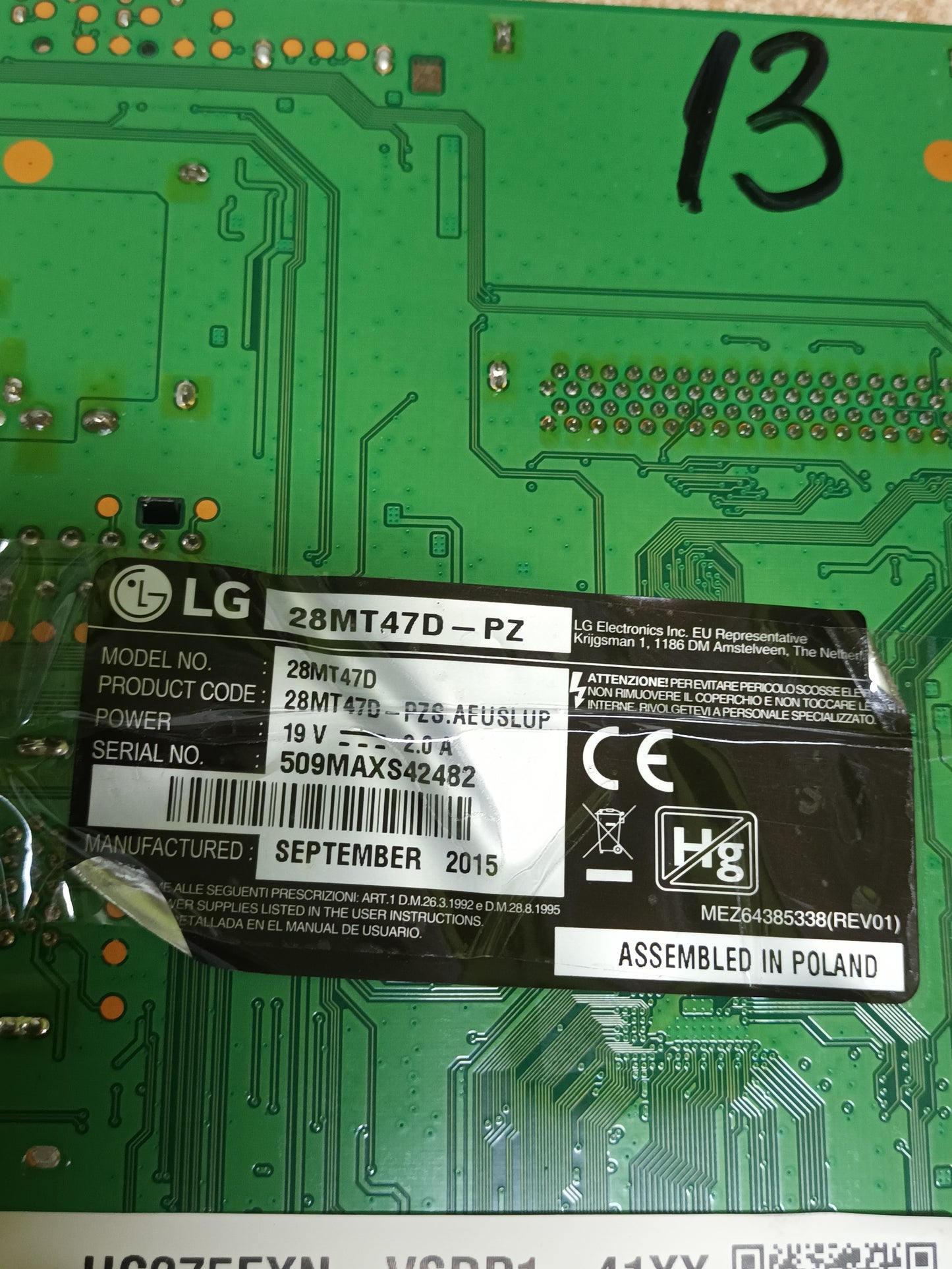placa main EAX66226302(1.2) MAIN, de tv LG28MT47D-PZ