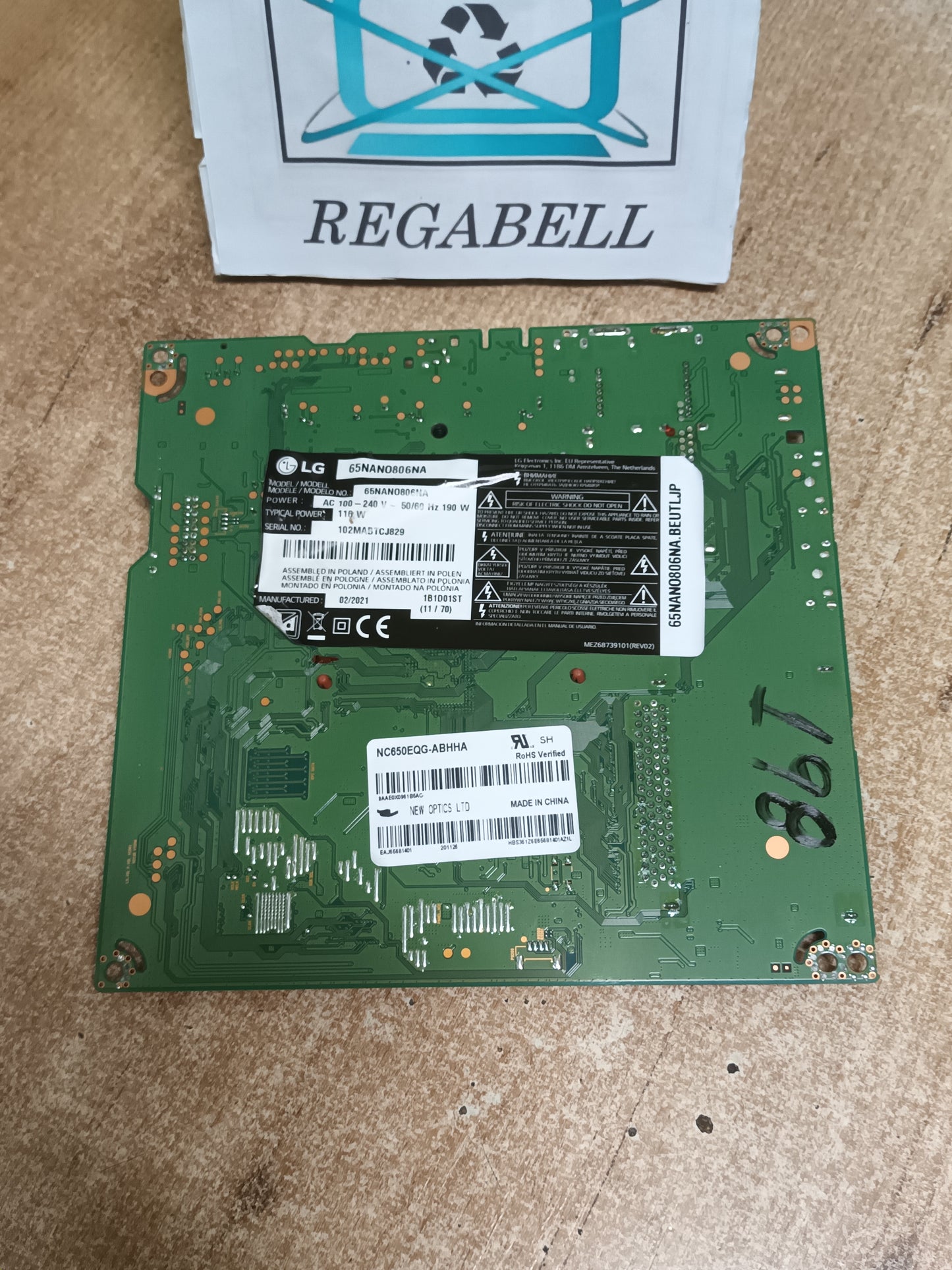placa main, EAX69083603(1.0), EBT66606653, desmontada de TV LG 65NANO806NA.