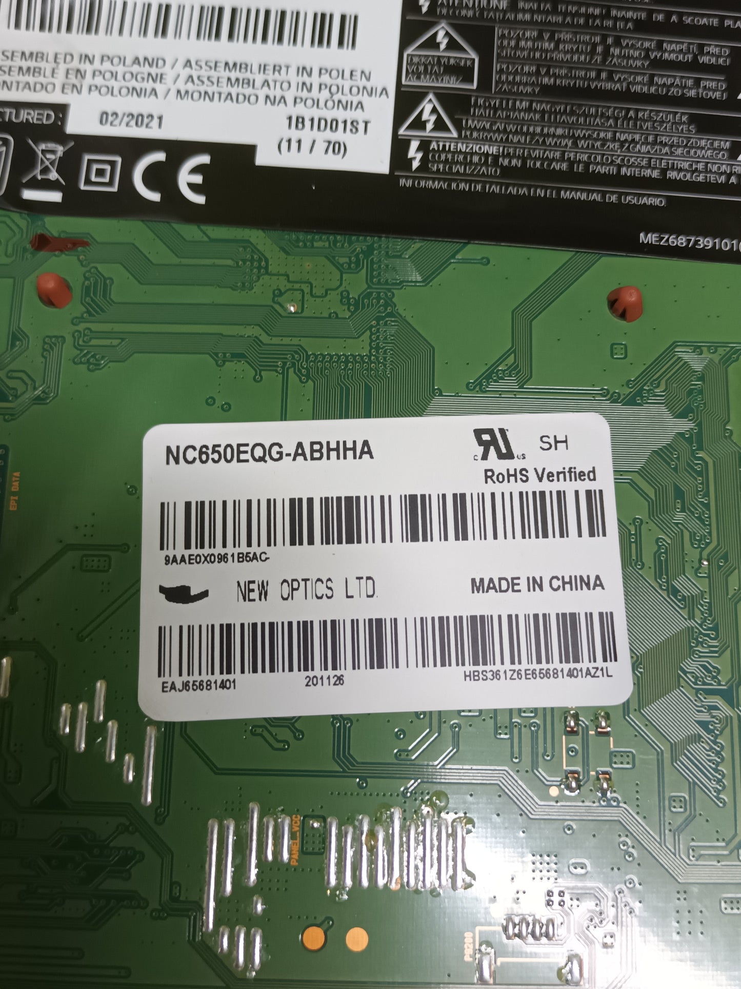 placa main, EAX69083603(1.0), EBT66606653, desmontada de TV LG 65NANO806NA.