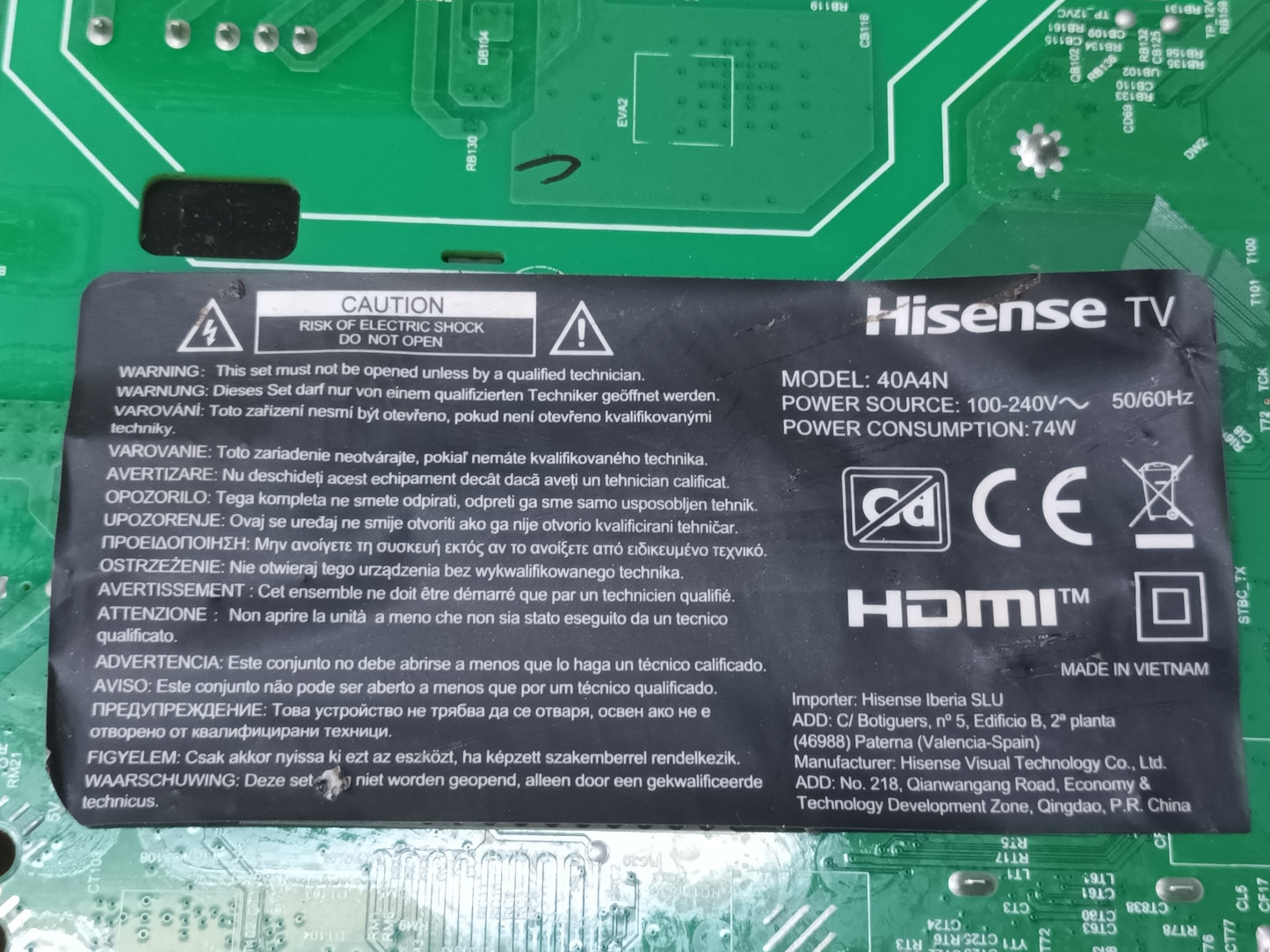 KIT 1 tira de retroiluminación de HISENSE 40A4N