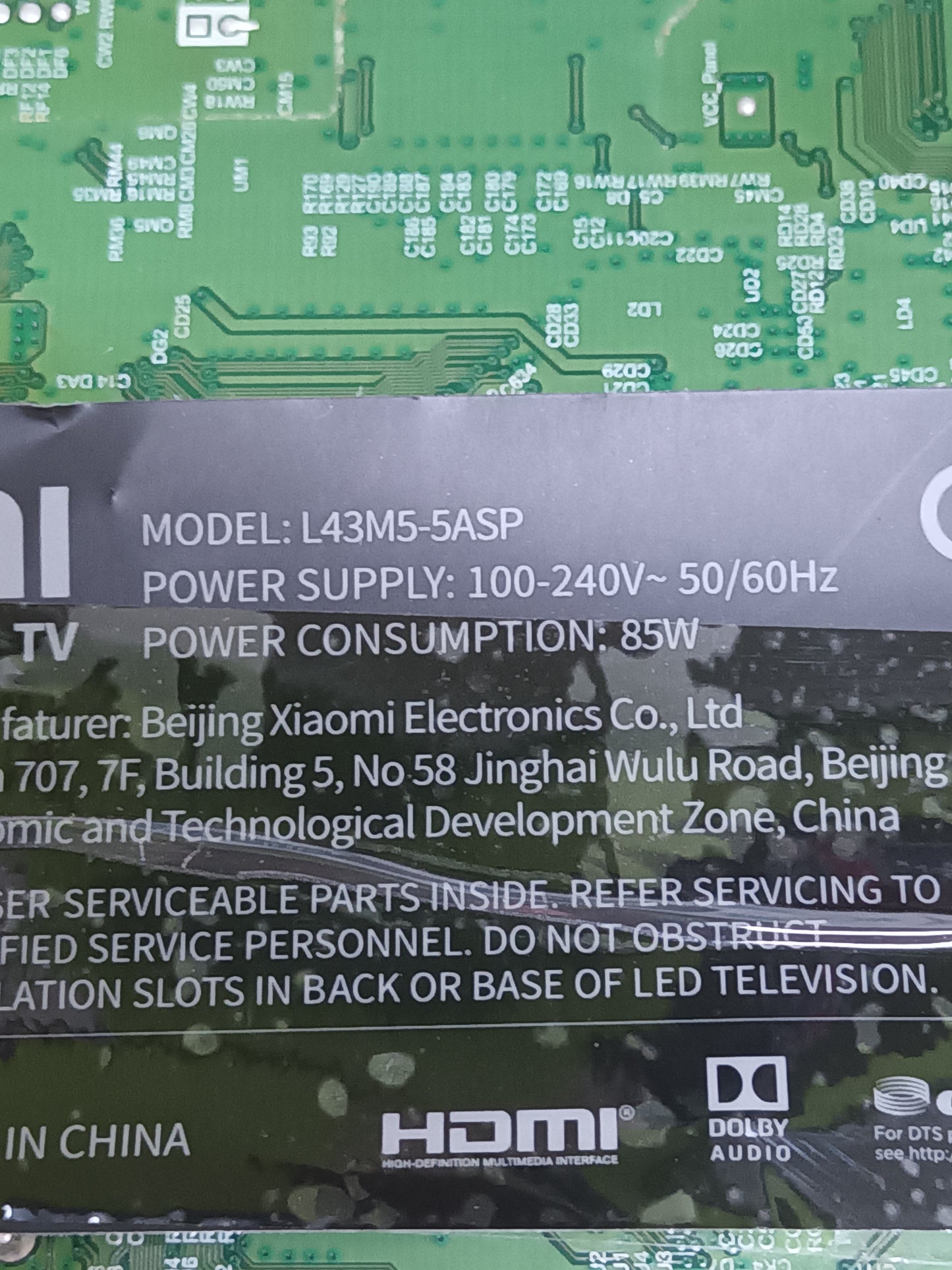 TD.MS6886.793, DE TV XIAOMI L43M5-5ASP, (ref-195)