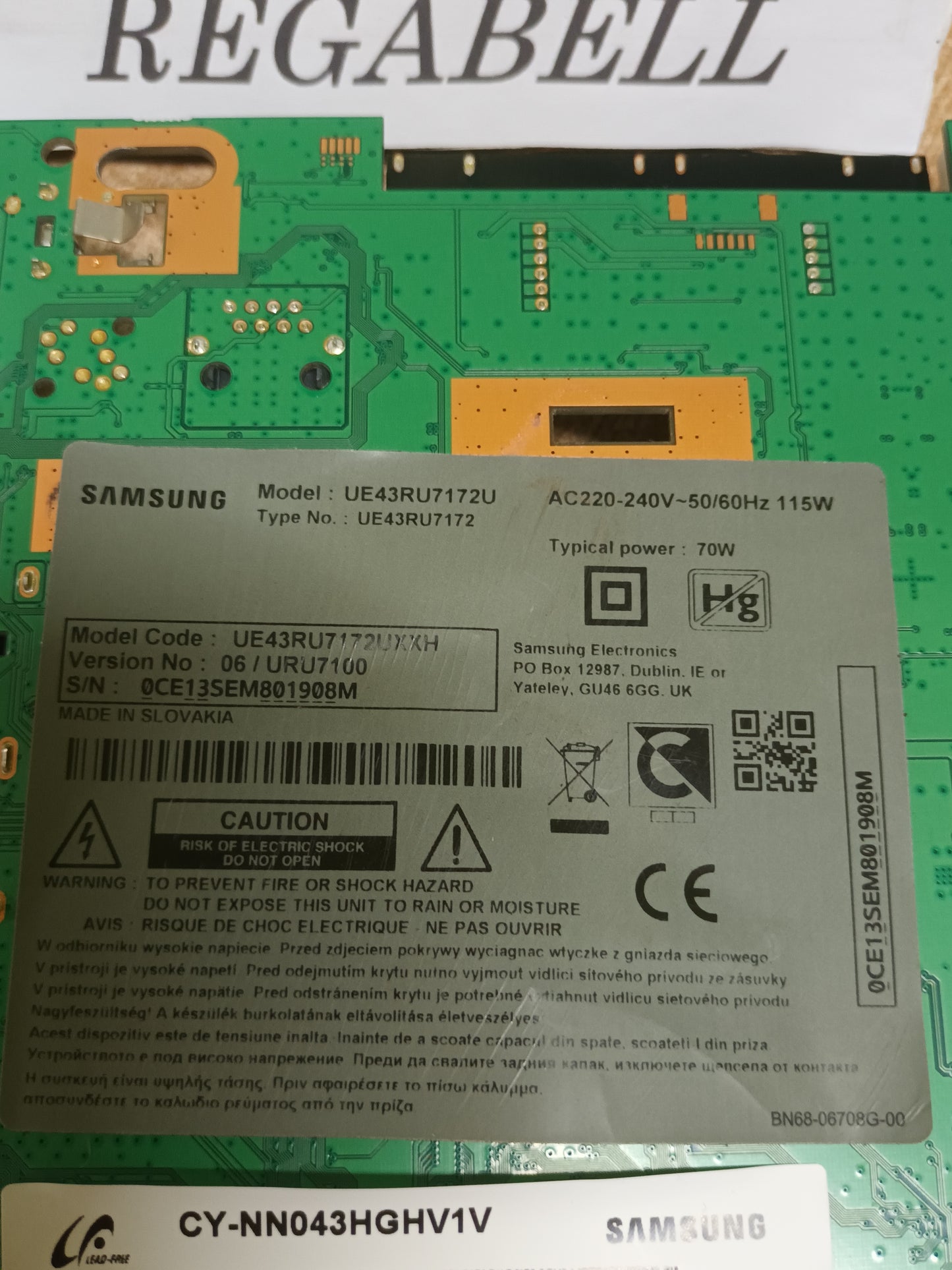 BN94-14180E, DE TV SAMSUNG UE43RU7172U, (M-448)