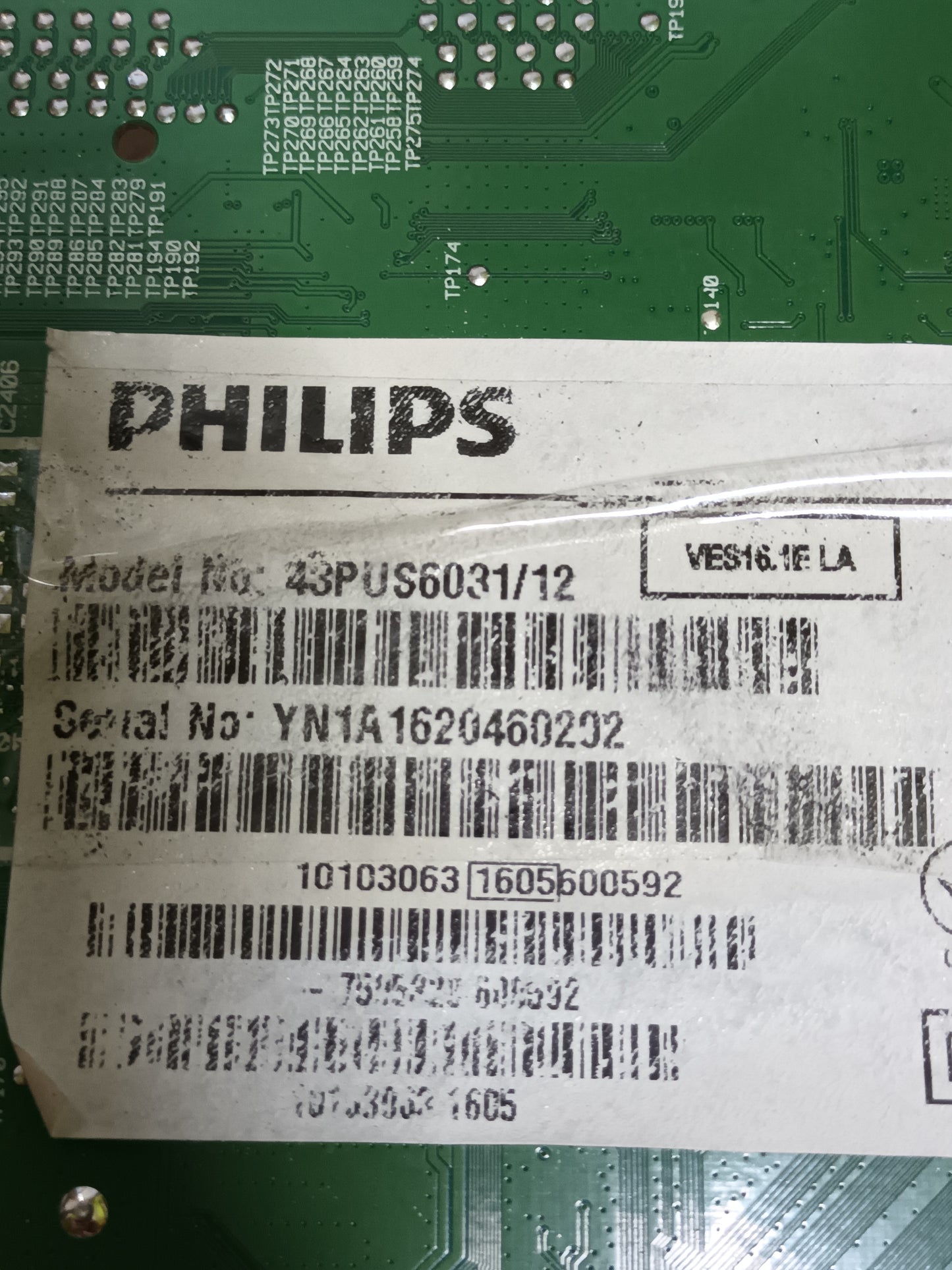 17IPS72P, DE TV PHILIPS 43PUS6031/12, (ref-229)