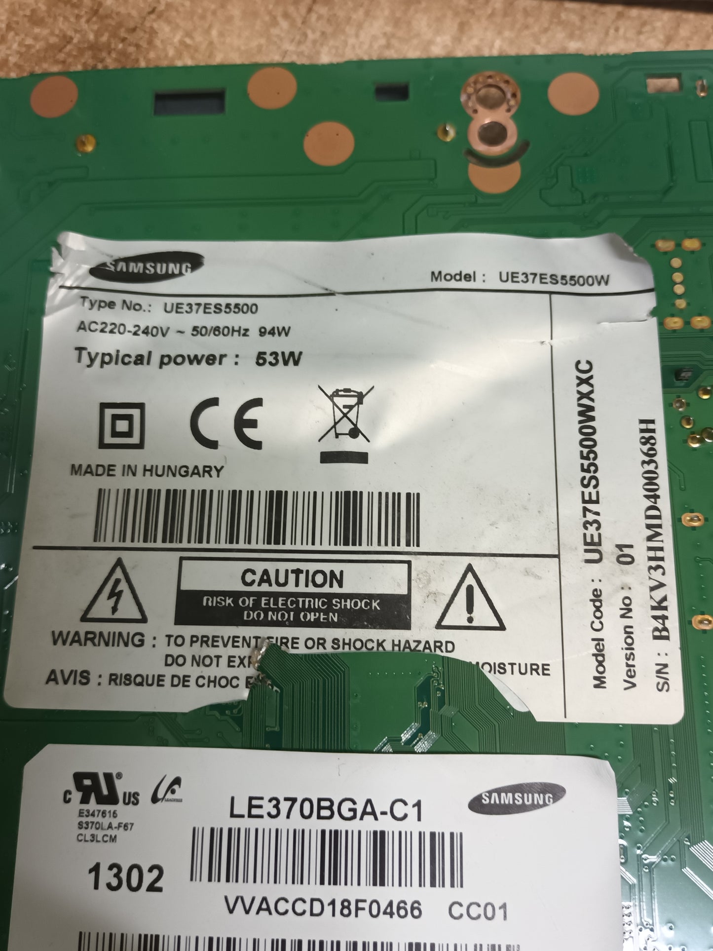 BN94-05562R, DE TV SAMSUNG UE37ES5500W,(ref-259)