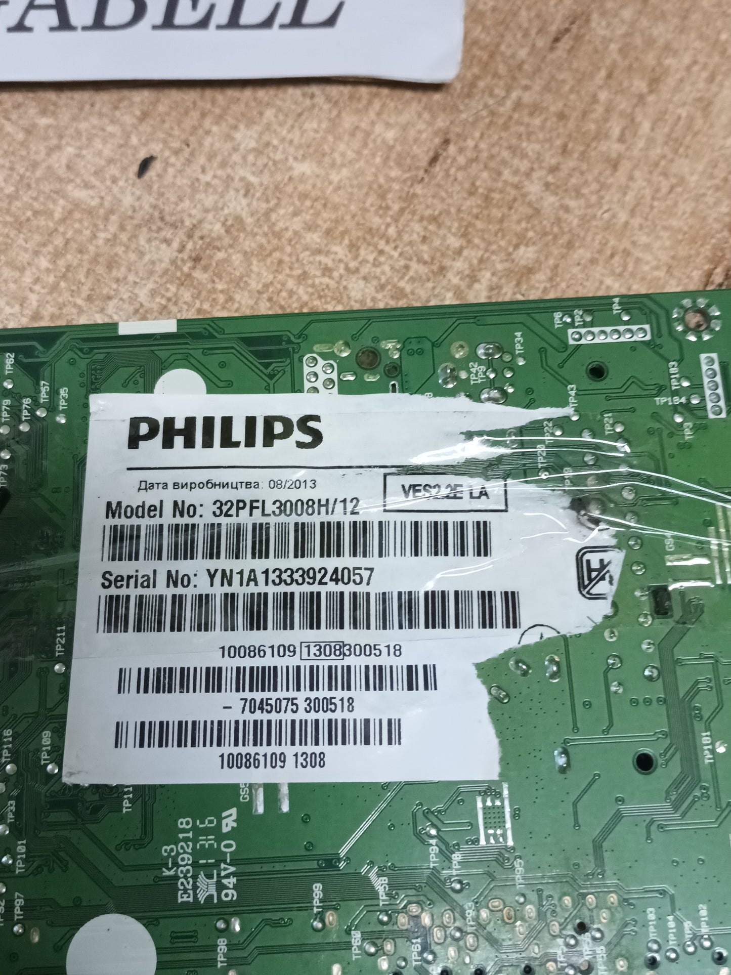 17MB95S-1, DE TV PHILIPS 32PFL3009H/12, (ref-401)