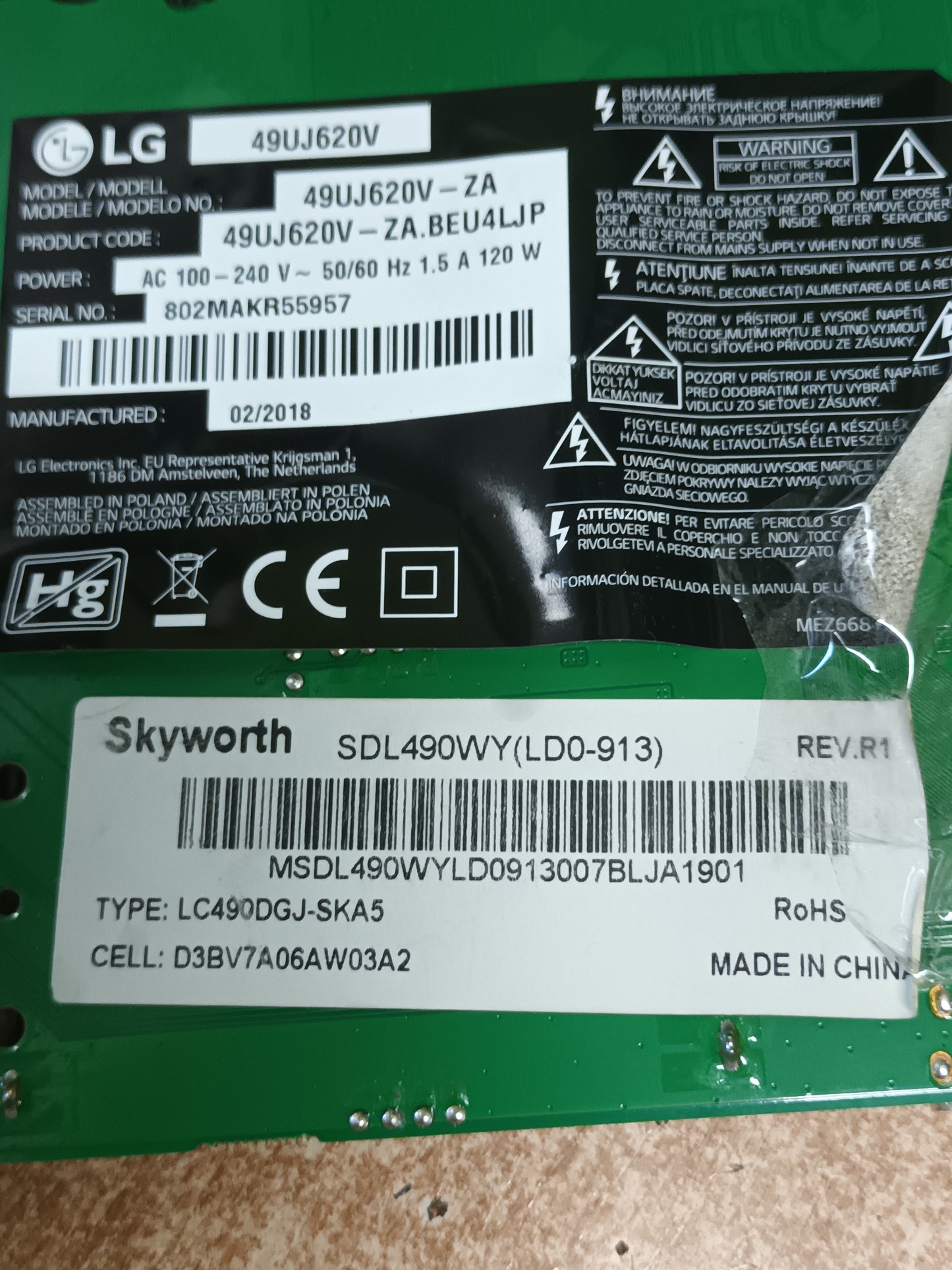 EAX67133404(1.0) DE TV LG49UJ620V (ref.392)