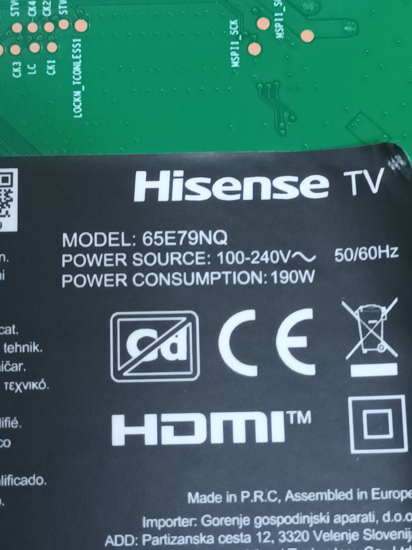 fuente de alimentacion, RSAG7.820.12385/R0H, desmontada de TV HISENSE 65E79NQ,