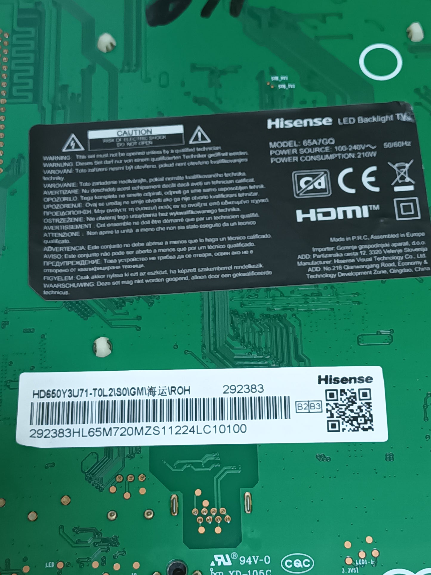 RSAG7.820.11117/R0H de HISENSE 65A7GQ