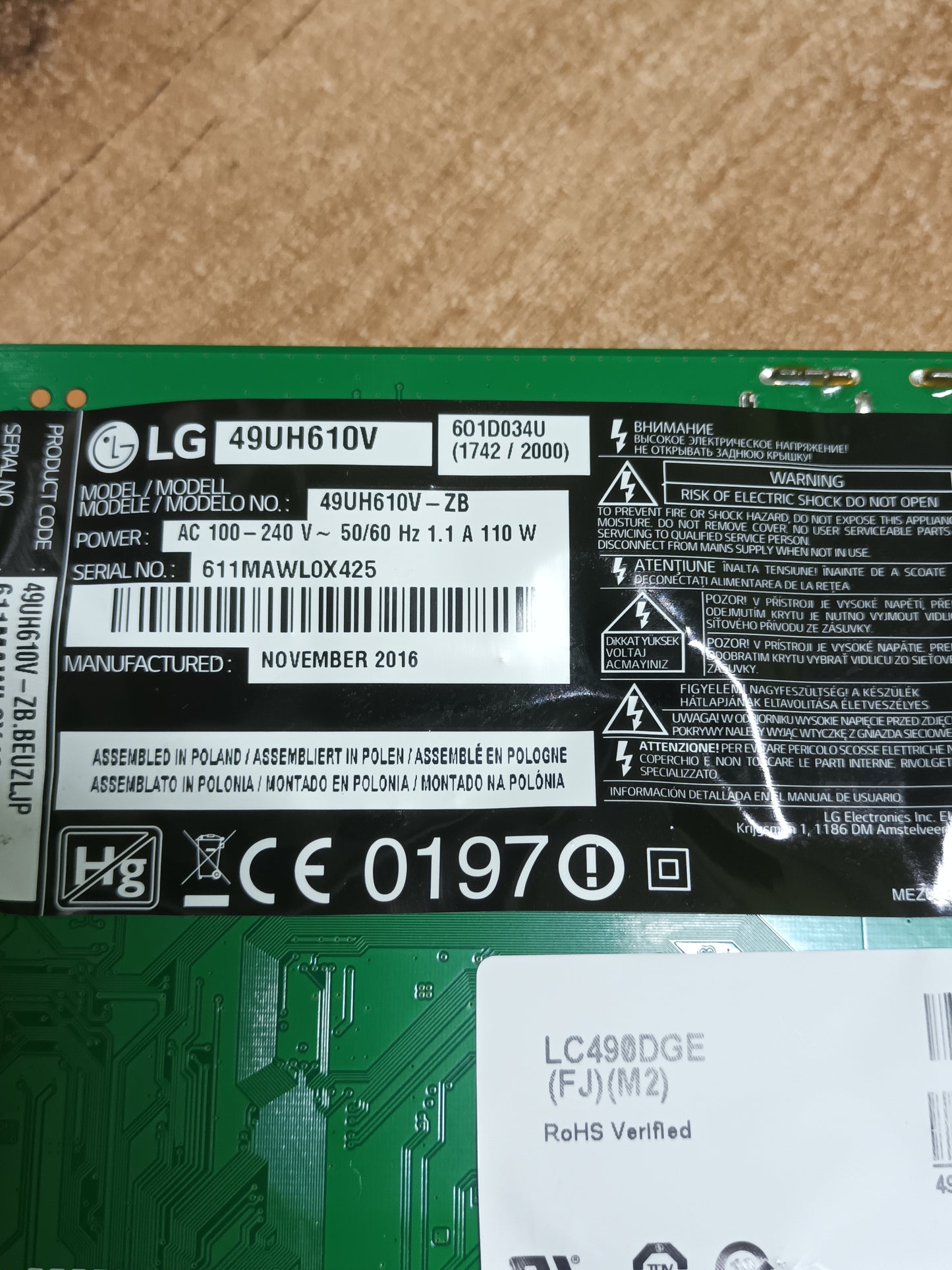 EAX66923201(1.4), de LG49UH610V
