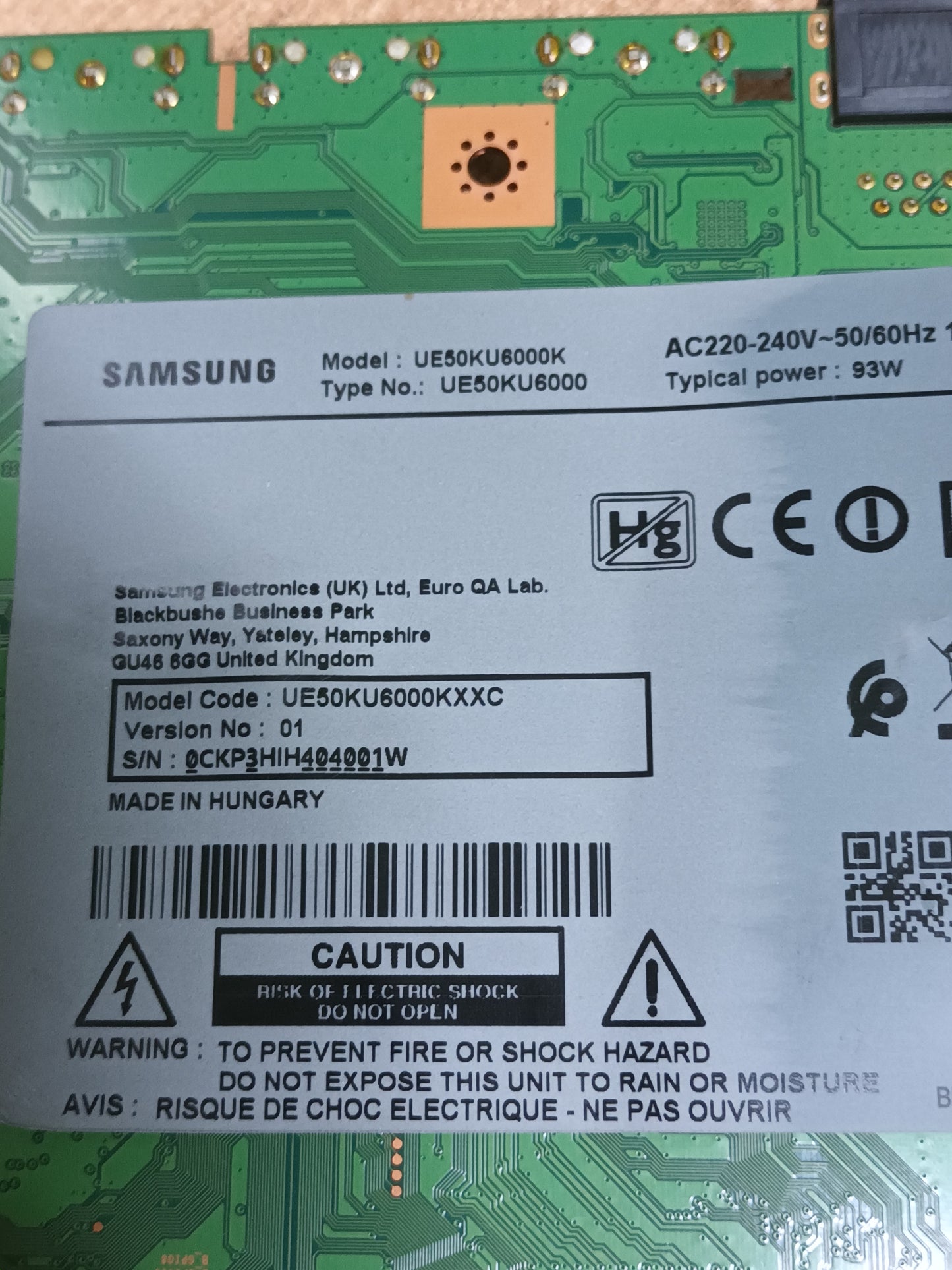 BN94-10712, de SAMSUNG UE50KU6000K