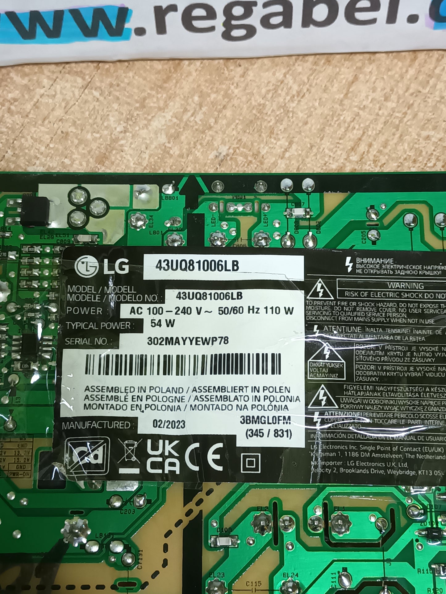 EAX69502103(1.0), de LG43UQ81006LB