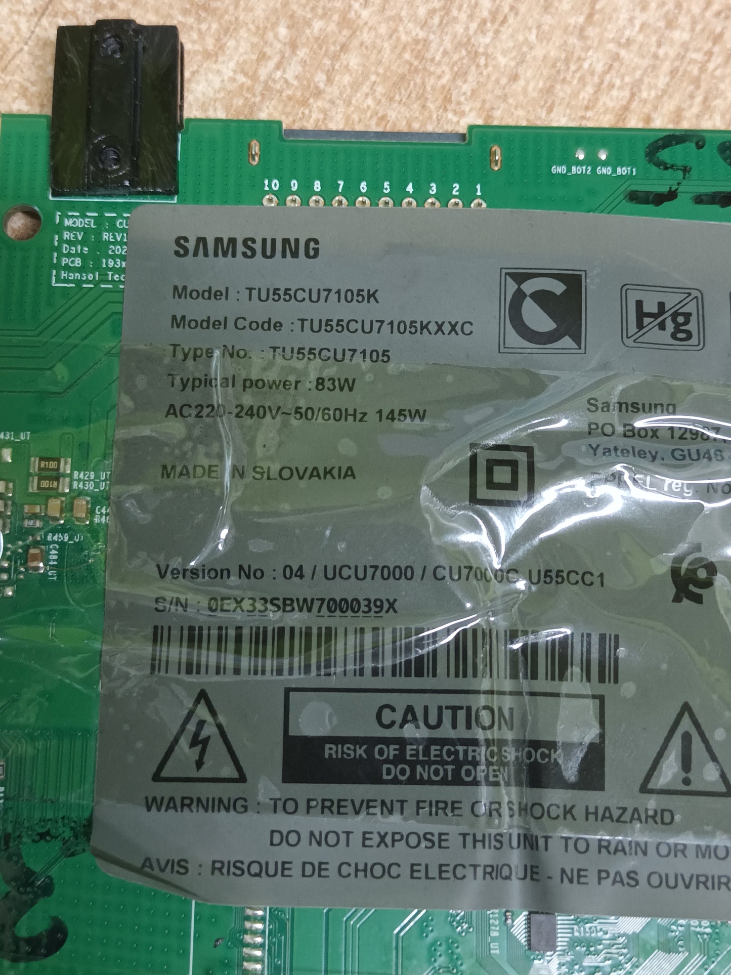 placa main, BN96-57054D, de SAMSUNG TU55CU7105K