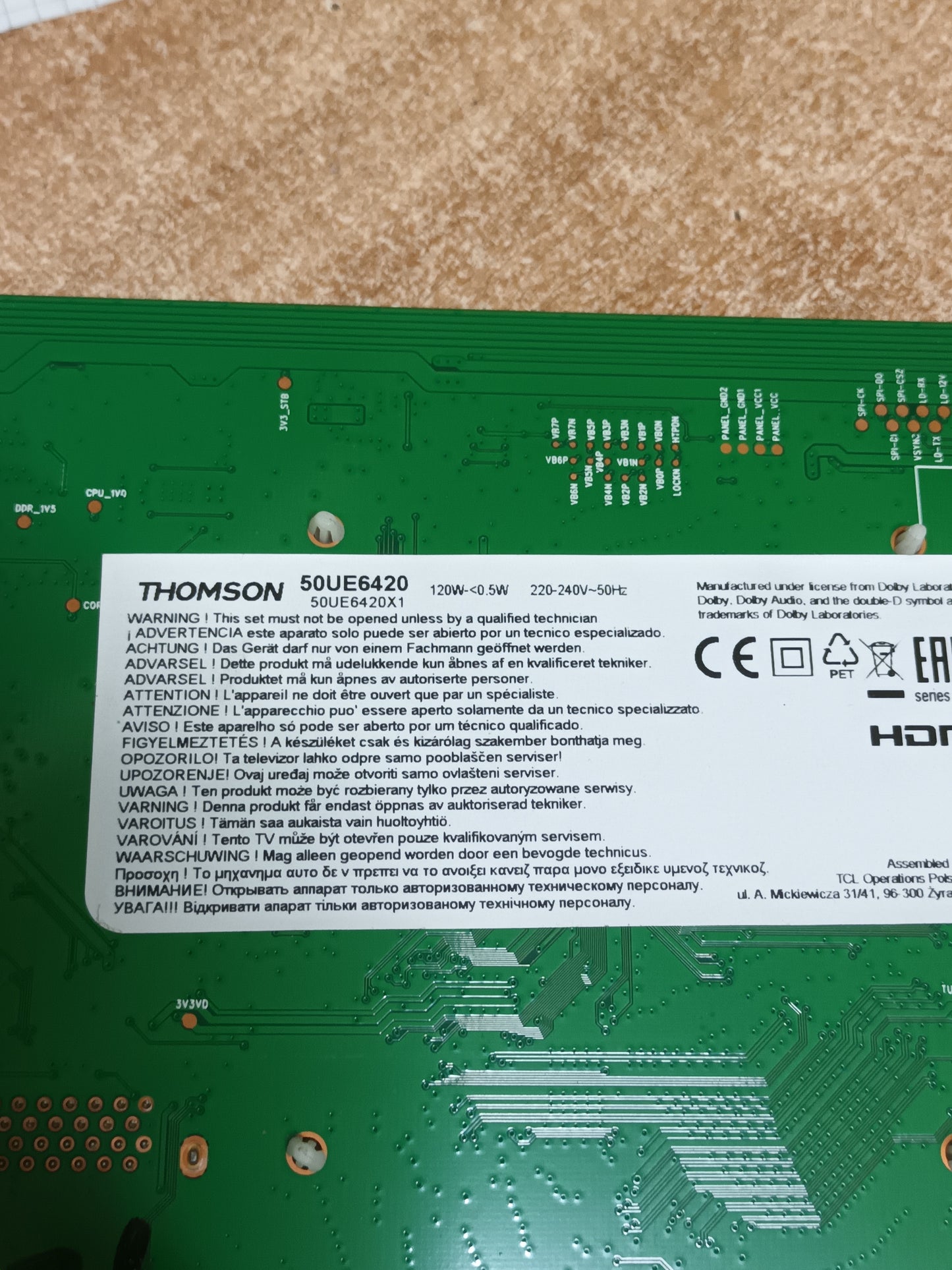 CV500U1-T01-CB-1, de THOMSON 50UE6420,