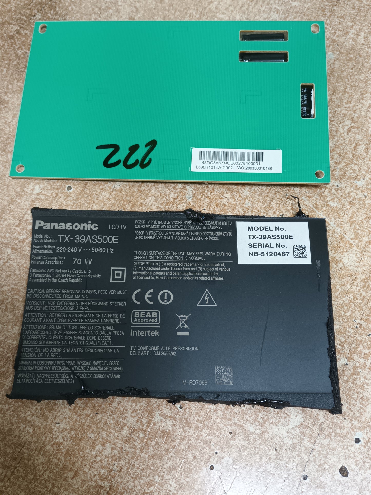 PLACA LED DRIVE, C420E06E01A, de Panasonic TX-39AS500E