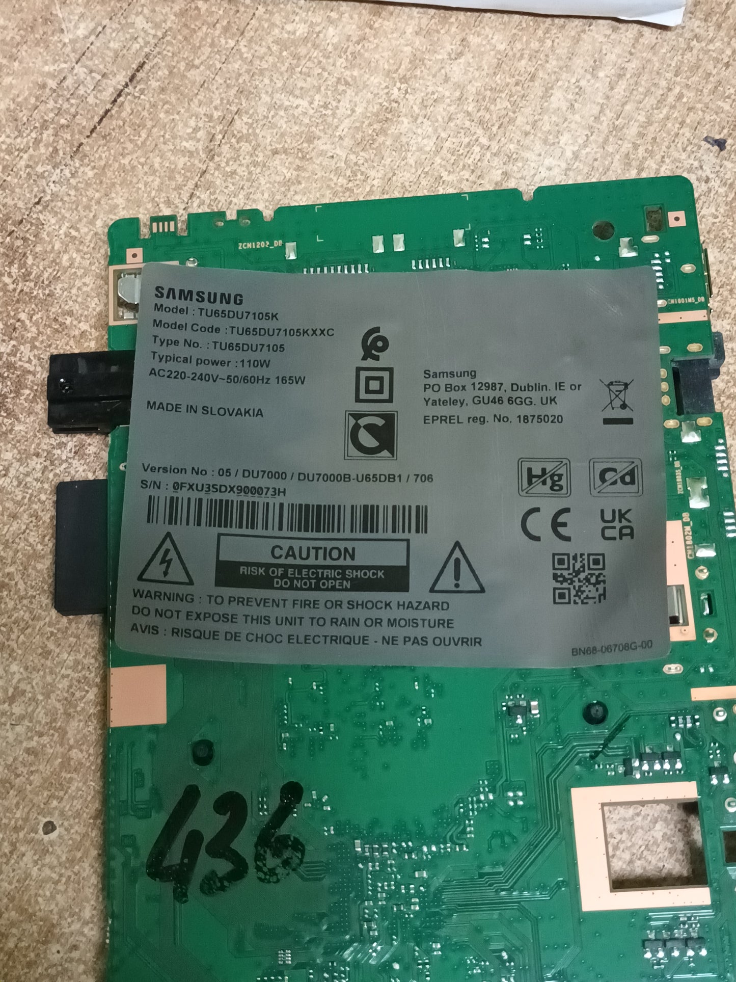 BN96-59614J, DE SAMSUNG TU65DU7105K,