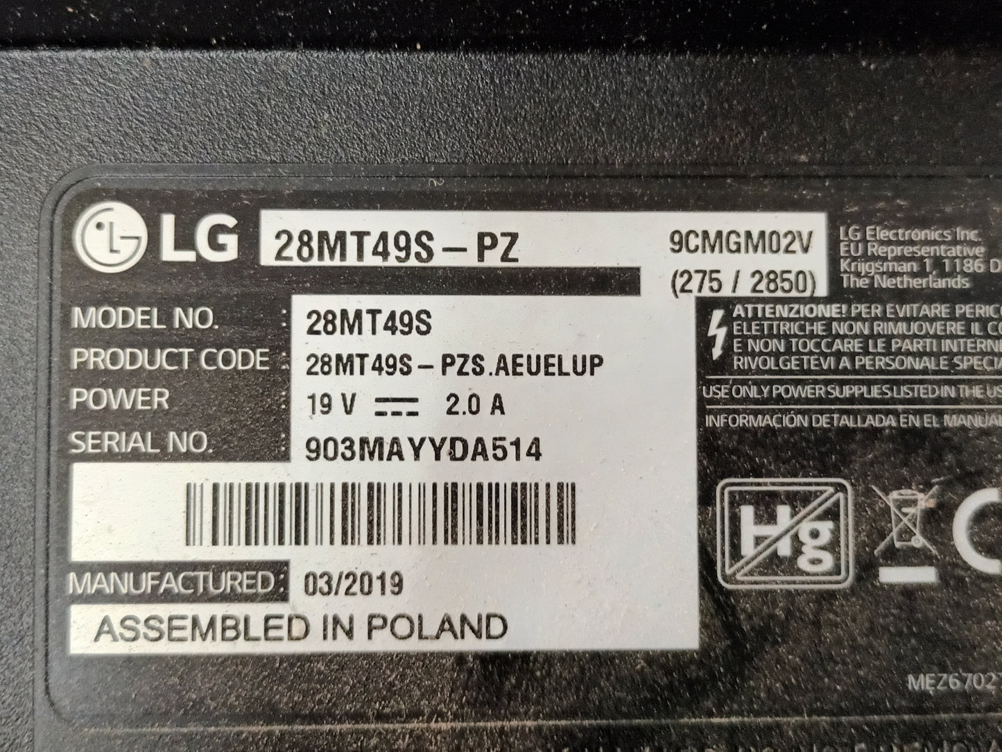 EAX67258106 (1.0) de LG 28MT49S-PZ