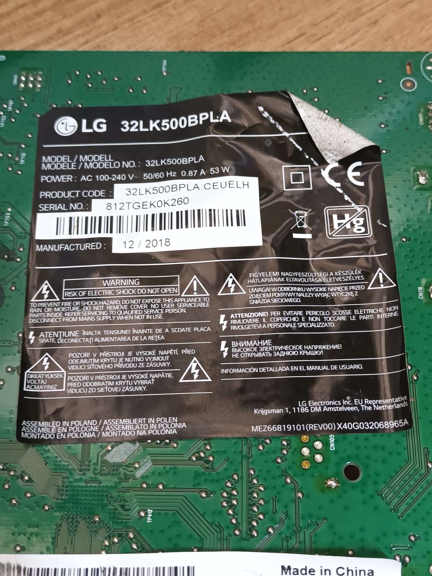 715G7801-P01-W15-0H2S, de LG32LK500BPLA