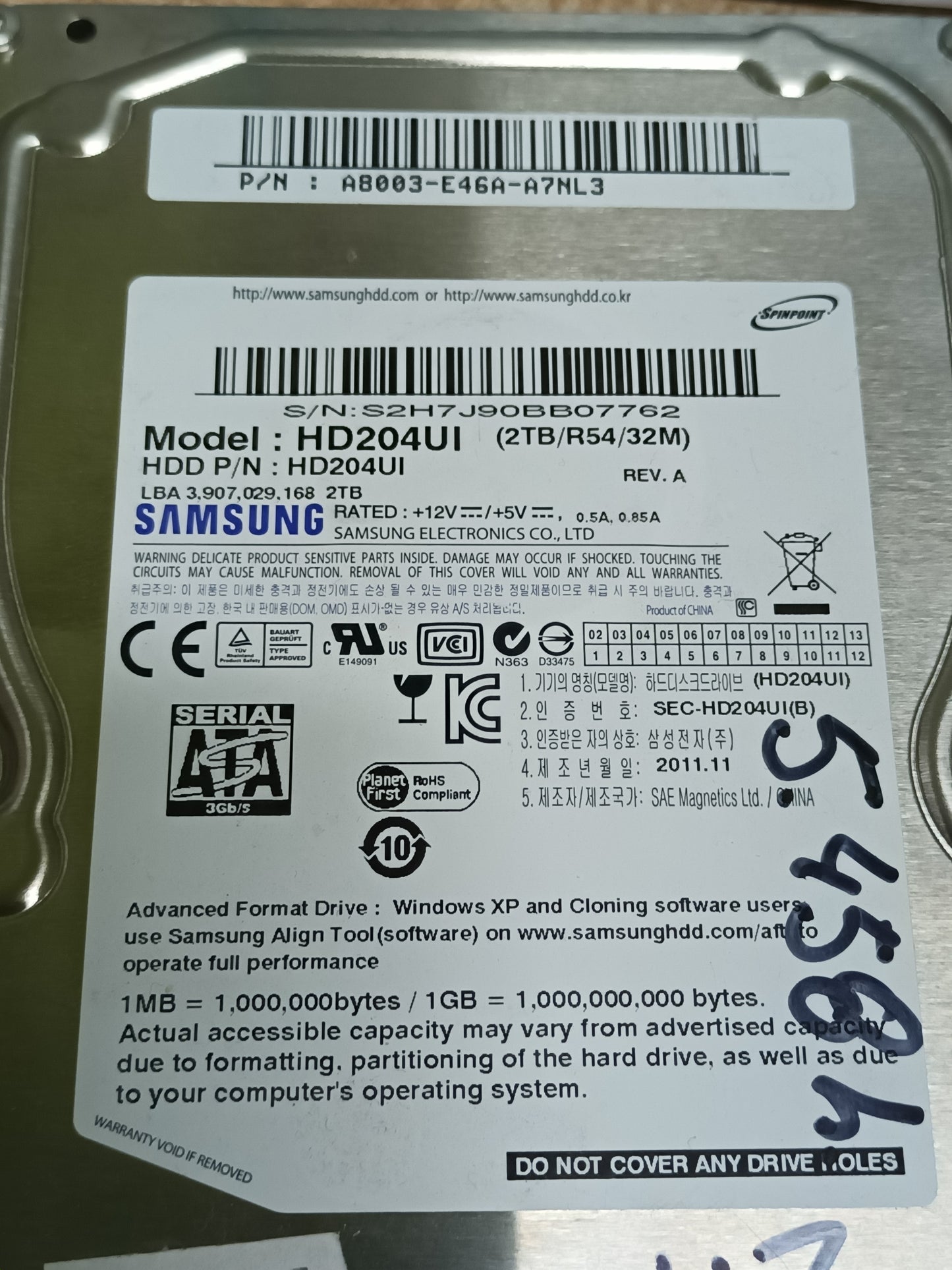 disco hdd 2tb, 3.5, Samsung, con informe