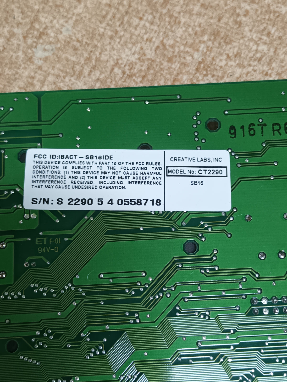 Creative Sound Blaster 16 CT2290 ISA 16 bit